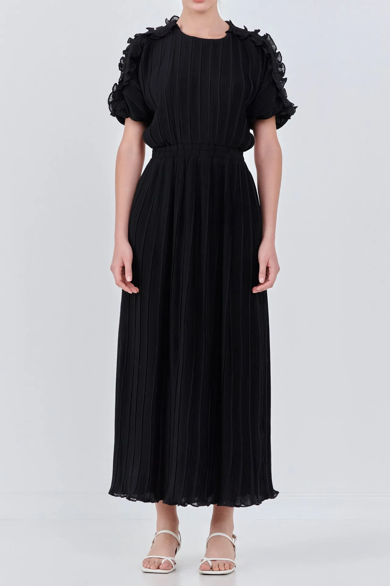 Endless Rose - Chiffon Plisse Back Cutout Maxi Dress