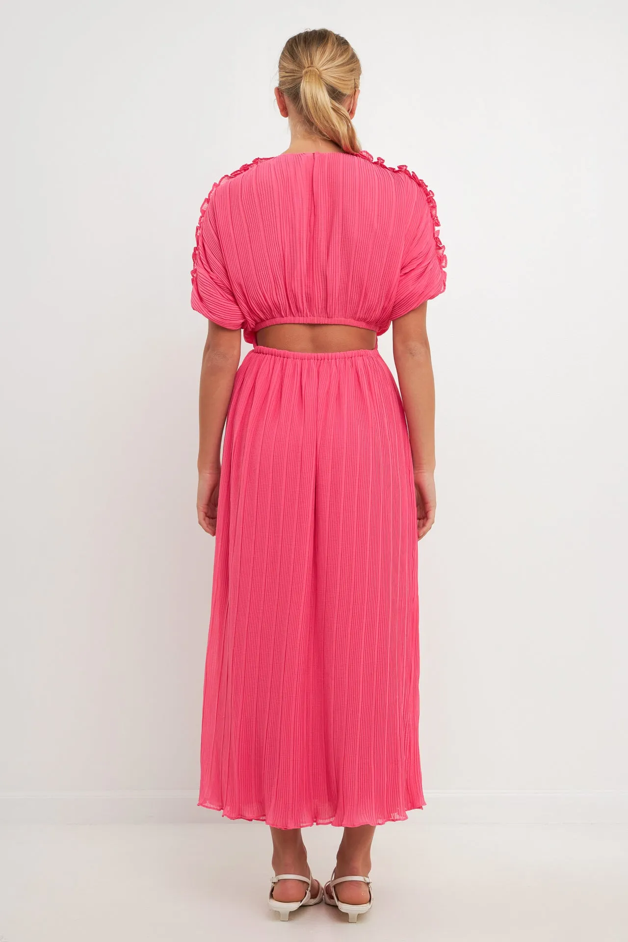 Endless Rose - Chiffon Plisse Back Cutout Maxi Dress