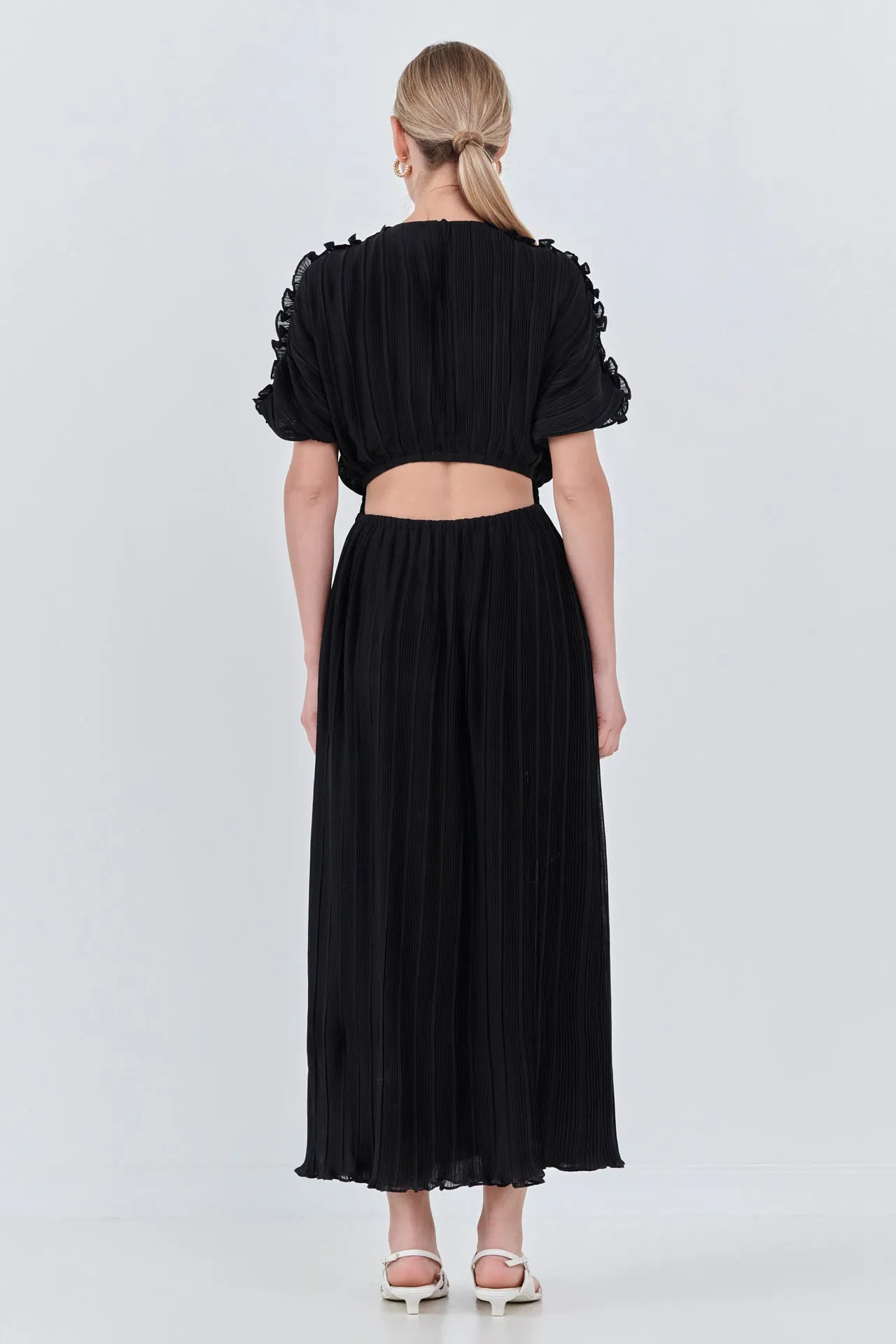 Endless Rose - Chiffon Plisse Back Cutout Maxi Dress