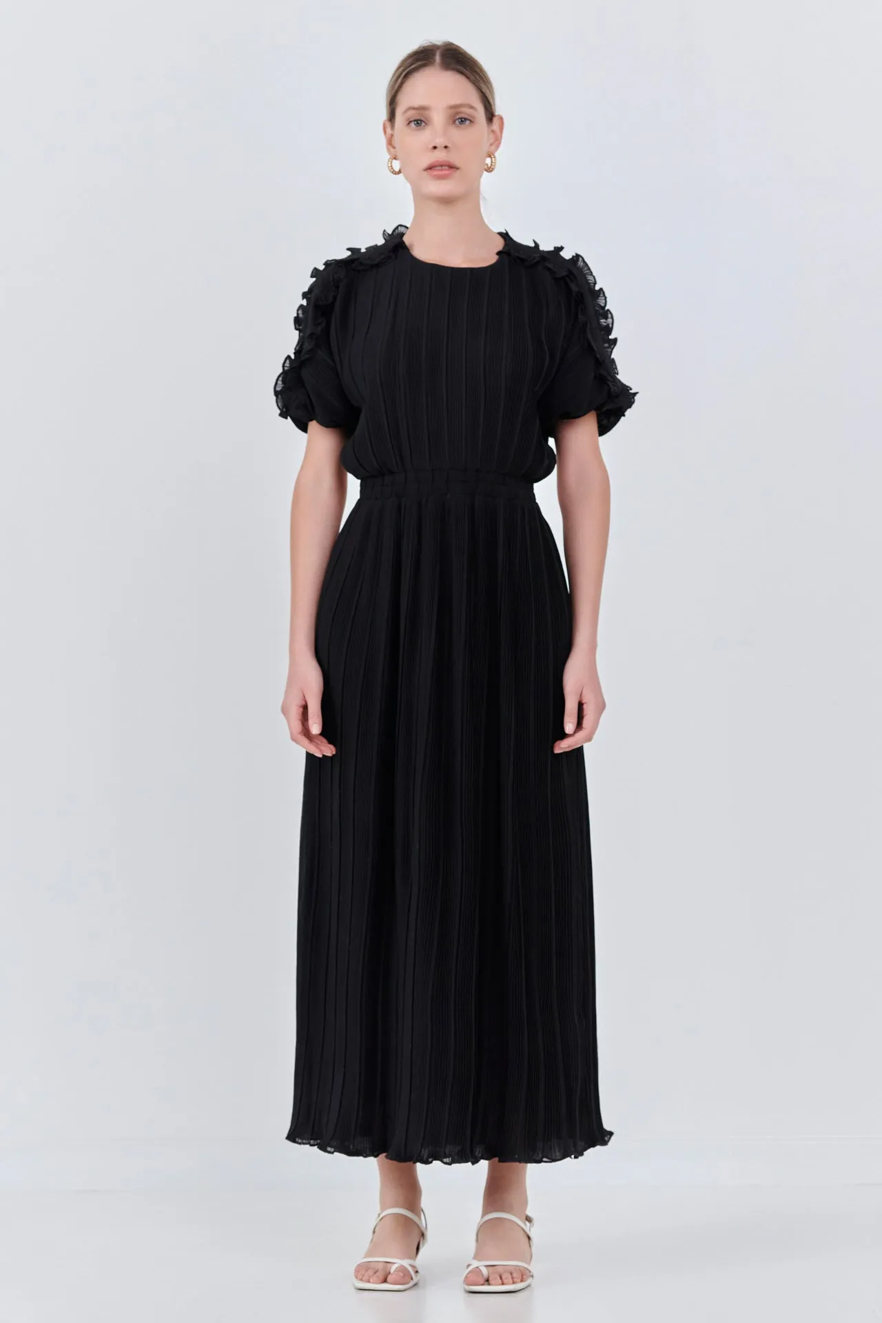 Endless Rose - Chiffon Plisse Back Cutout Maxi Dress