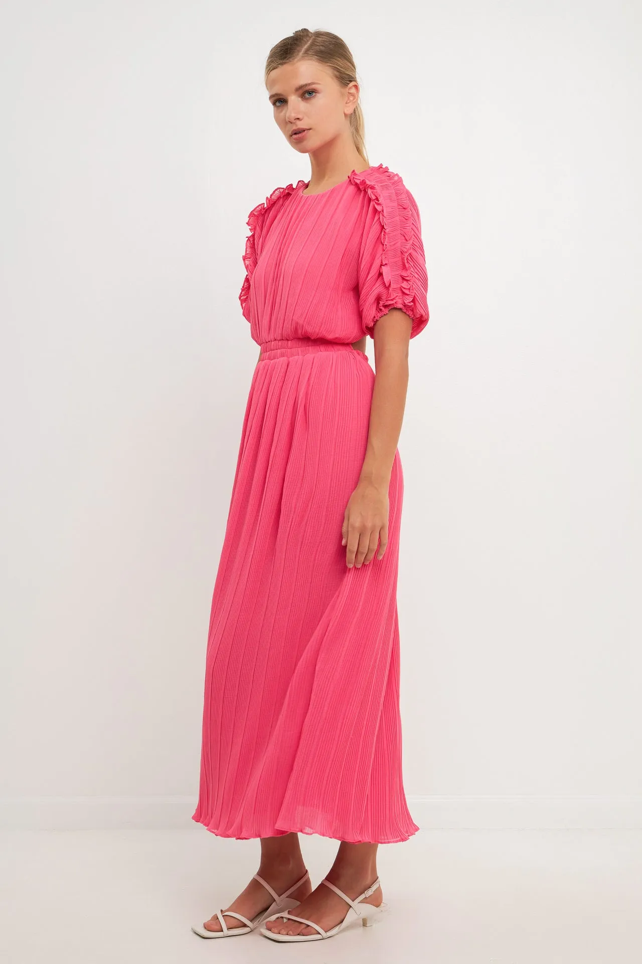Endless Rose - Chiffon Plisse Back Cutout Maxi Dress
