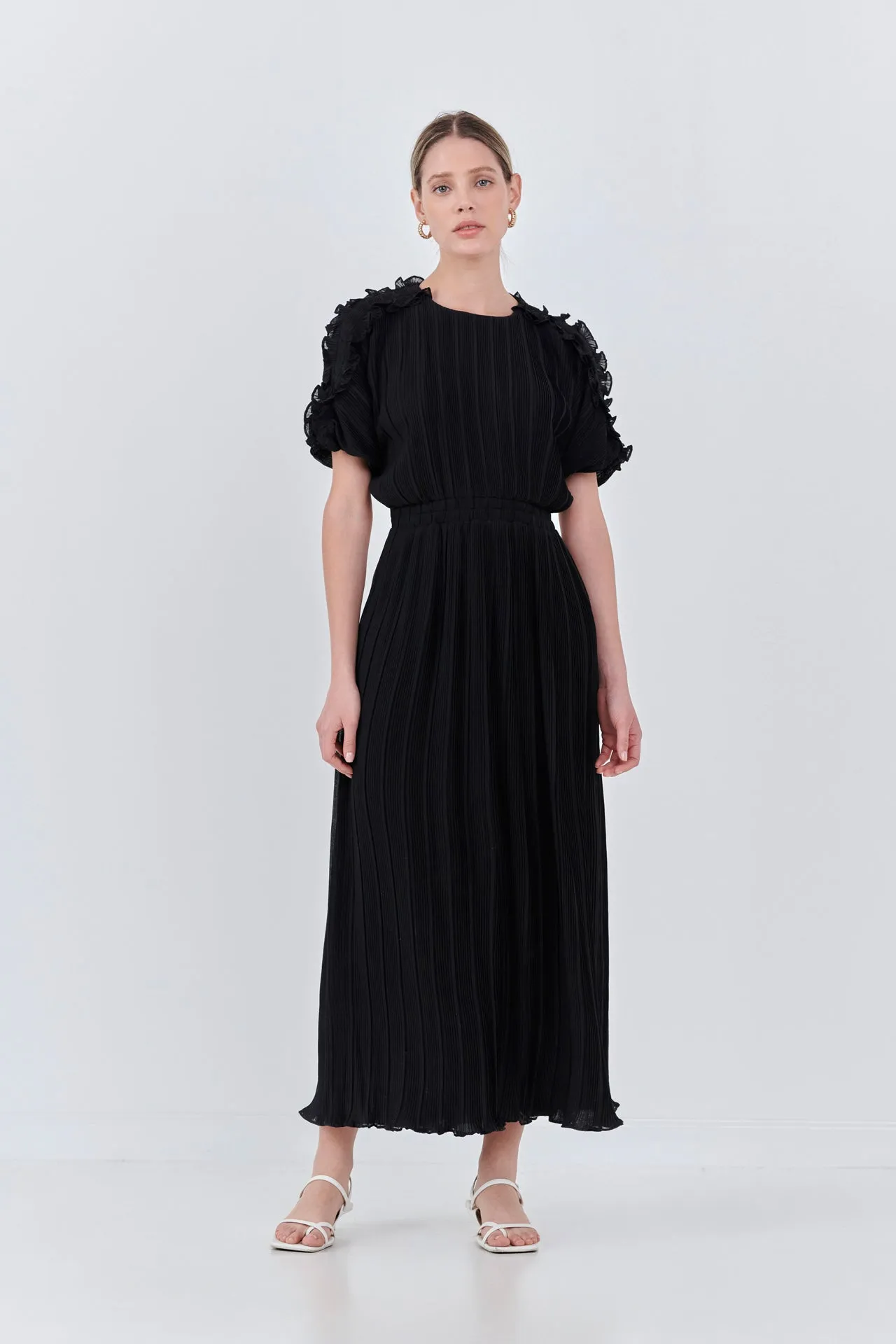 Endless Rose - Chiffon Plisse Back Cutout Maxi Dress
