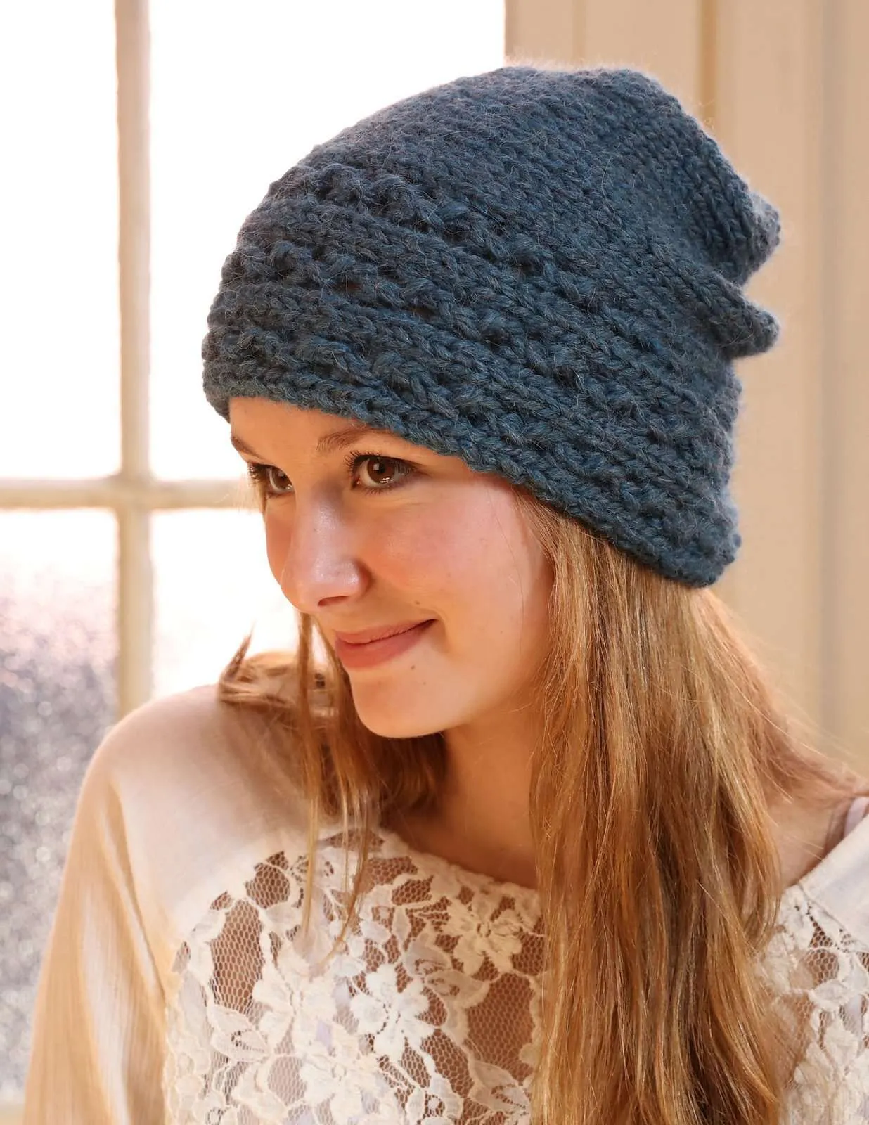 F778 Sideways Knit Hat by Vanessa Ewing
