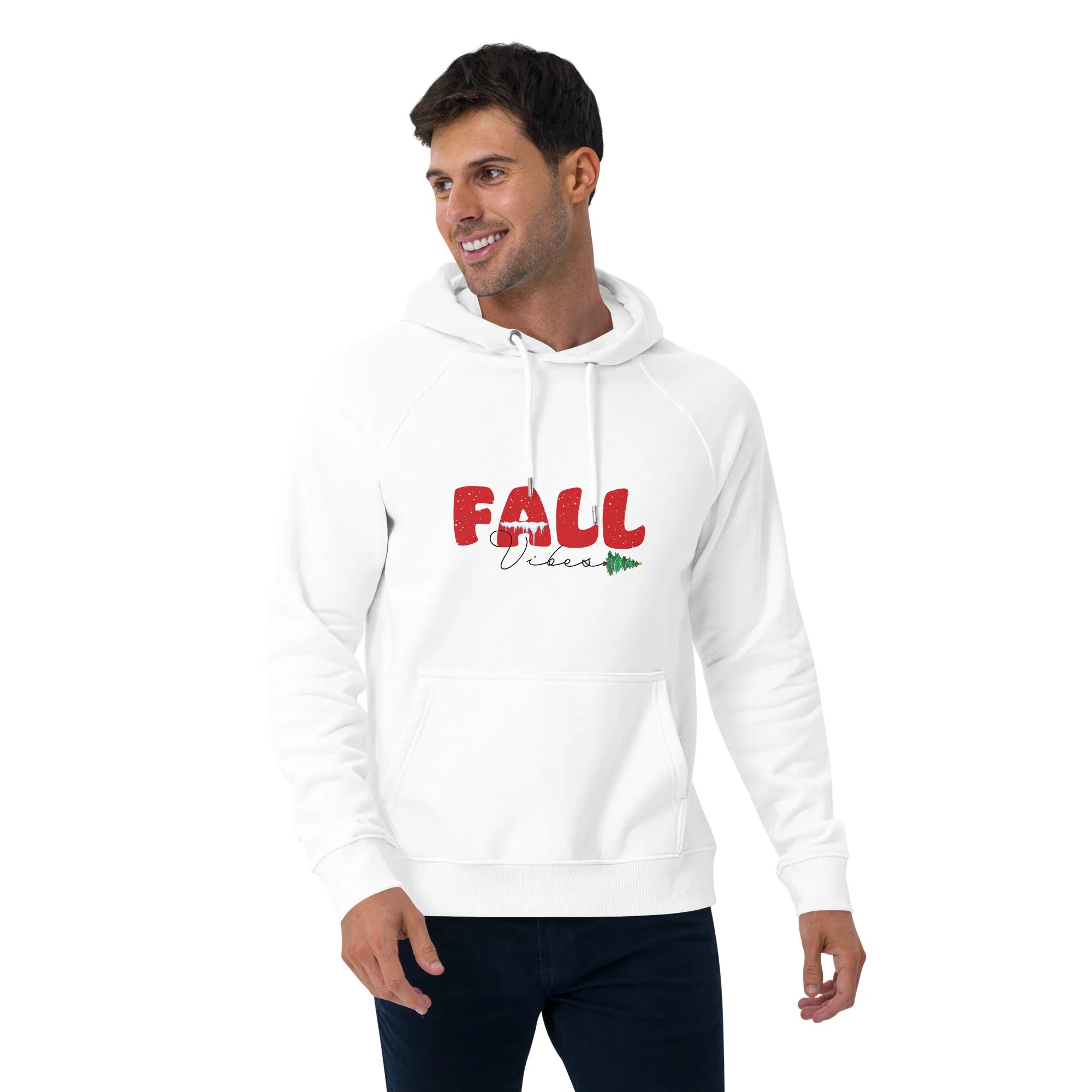 Fall Christmas Graphic Men Eco Raglan Hoodie
