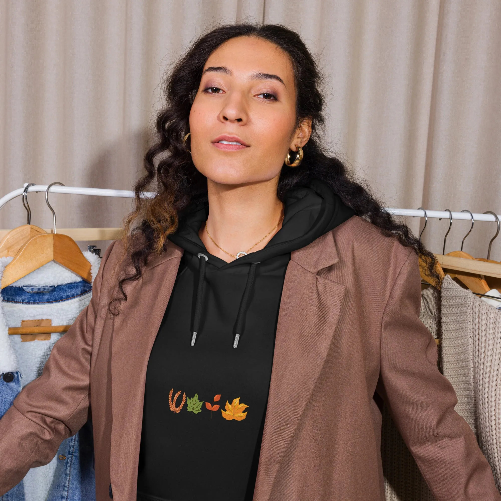Fall Thanksgiving Graphic Women Eco Raglan Hoodie