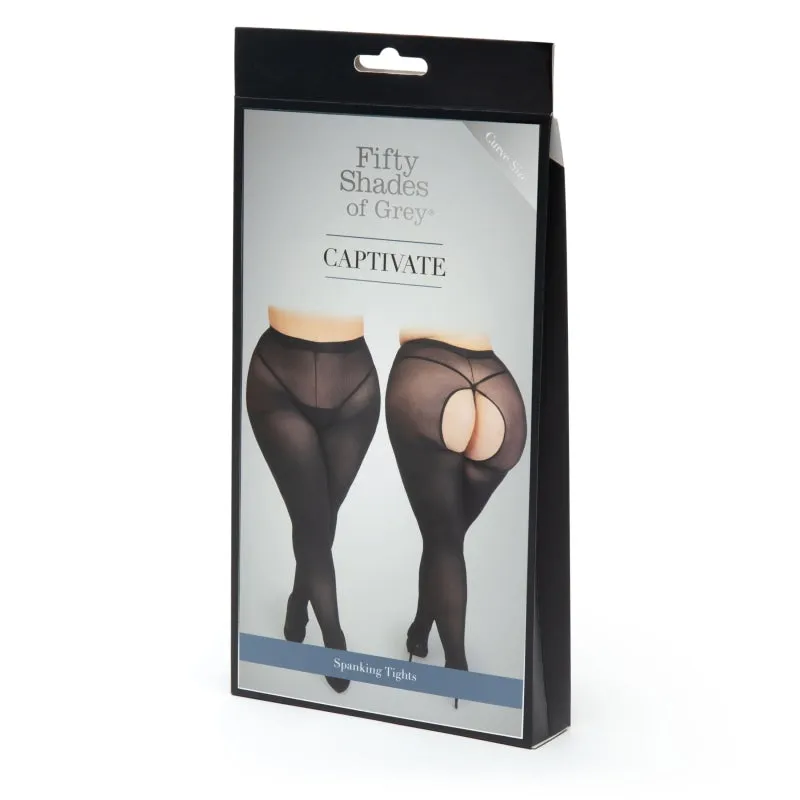 Fifty Shades of Grey Captivate Spanking Pantyhose - Curve Size - Black