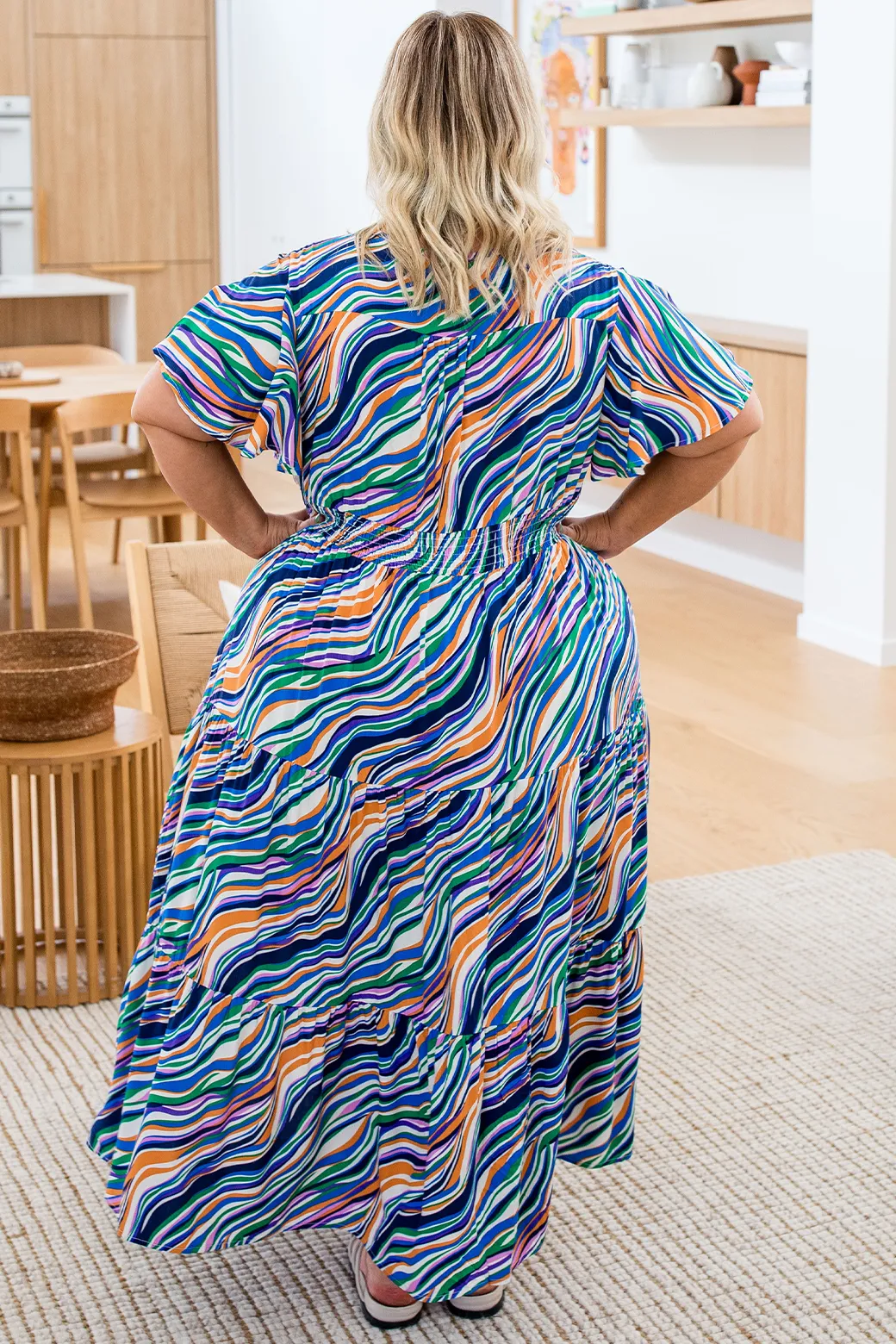 FINAL SALE | Zoe Tiered Maxi Dress Heatwave Print Blue