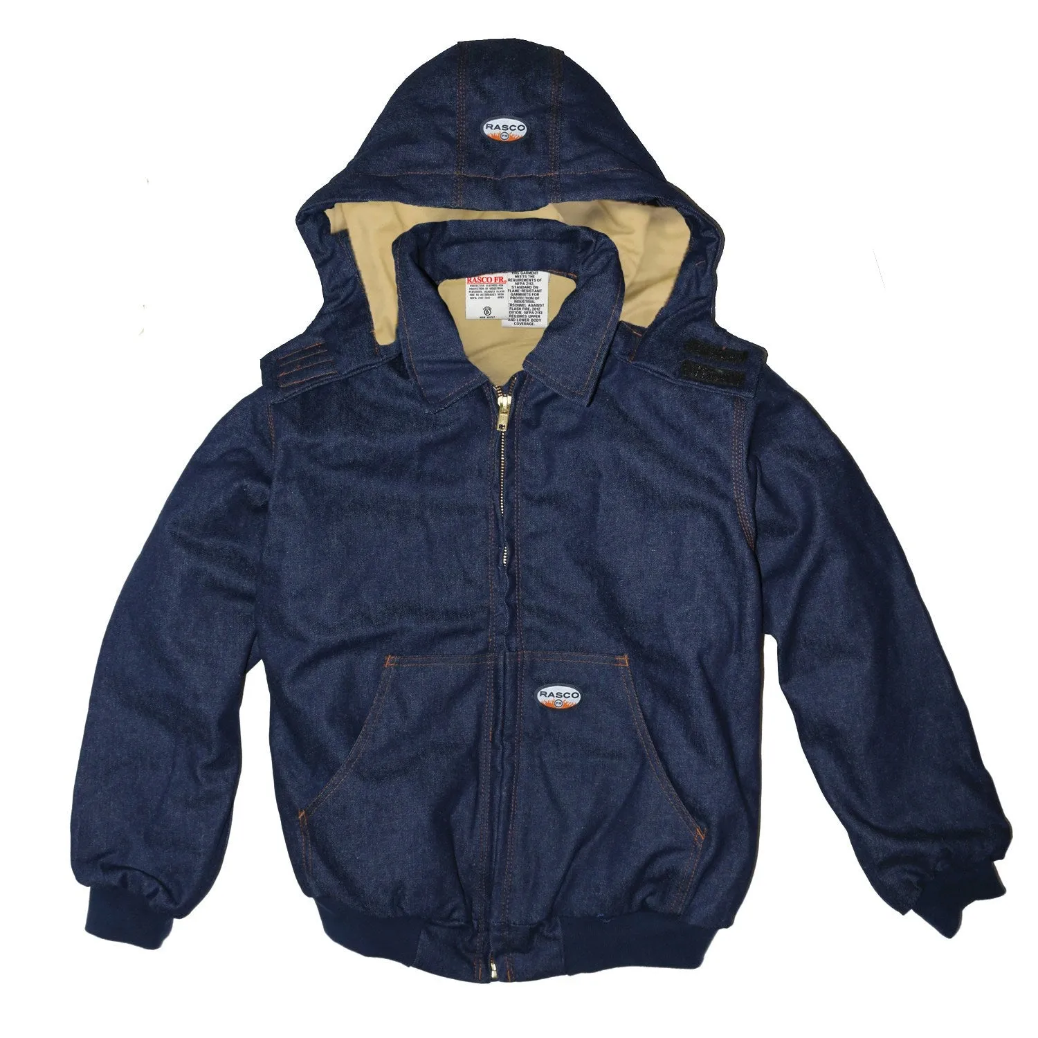 Flame Resistant Hooded Blue Denim Mod Acrylic Insulation Coat DJFQ2208