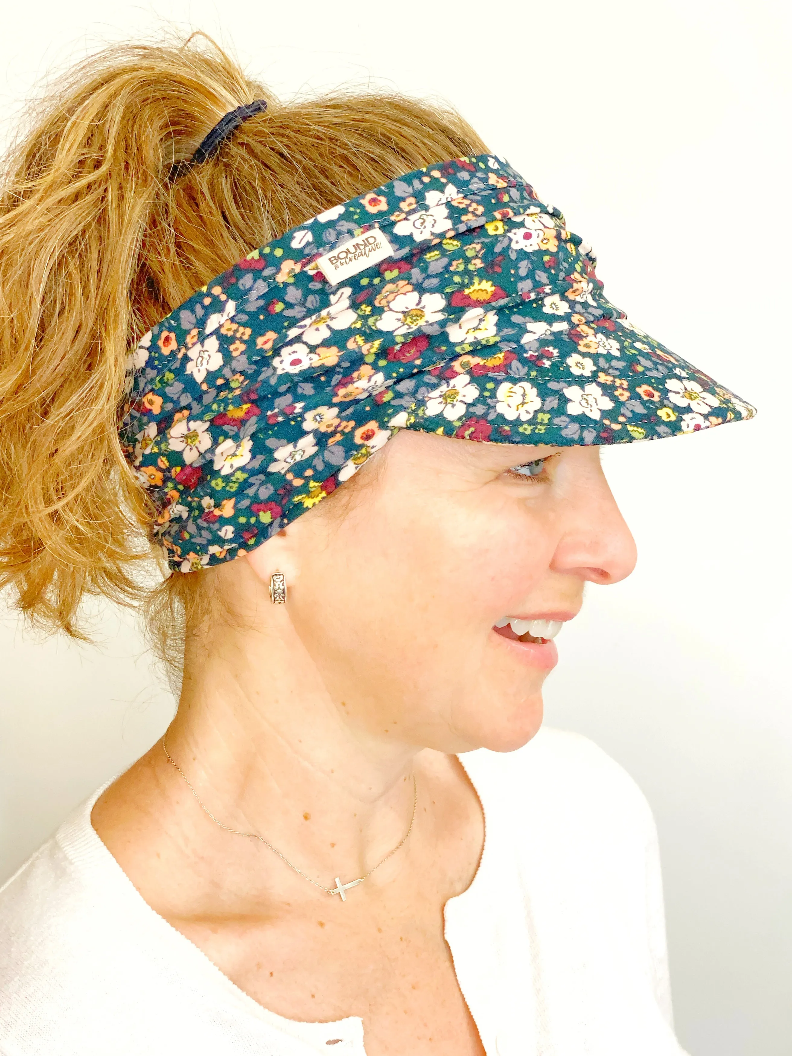 Floral Stretch Knit Visor for Women, Comfortable Visor for Women, Golf Visor