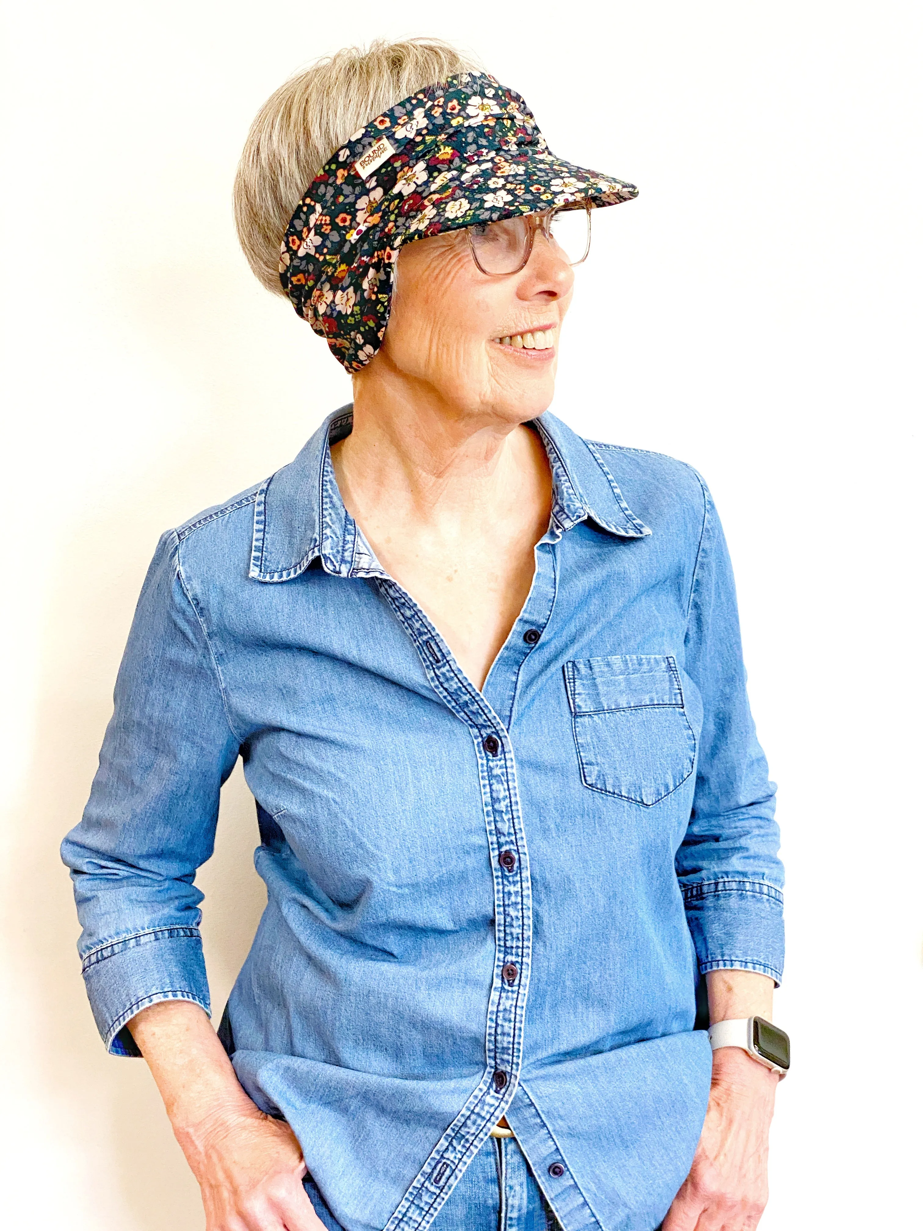 Floral Stretch Knit Visor for Women, Comfortable Visor for Women, Golf Visor