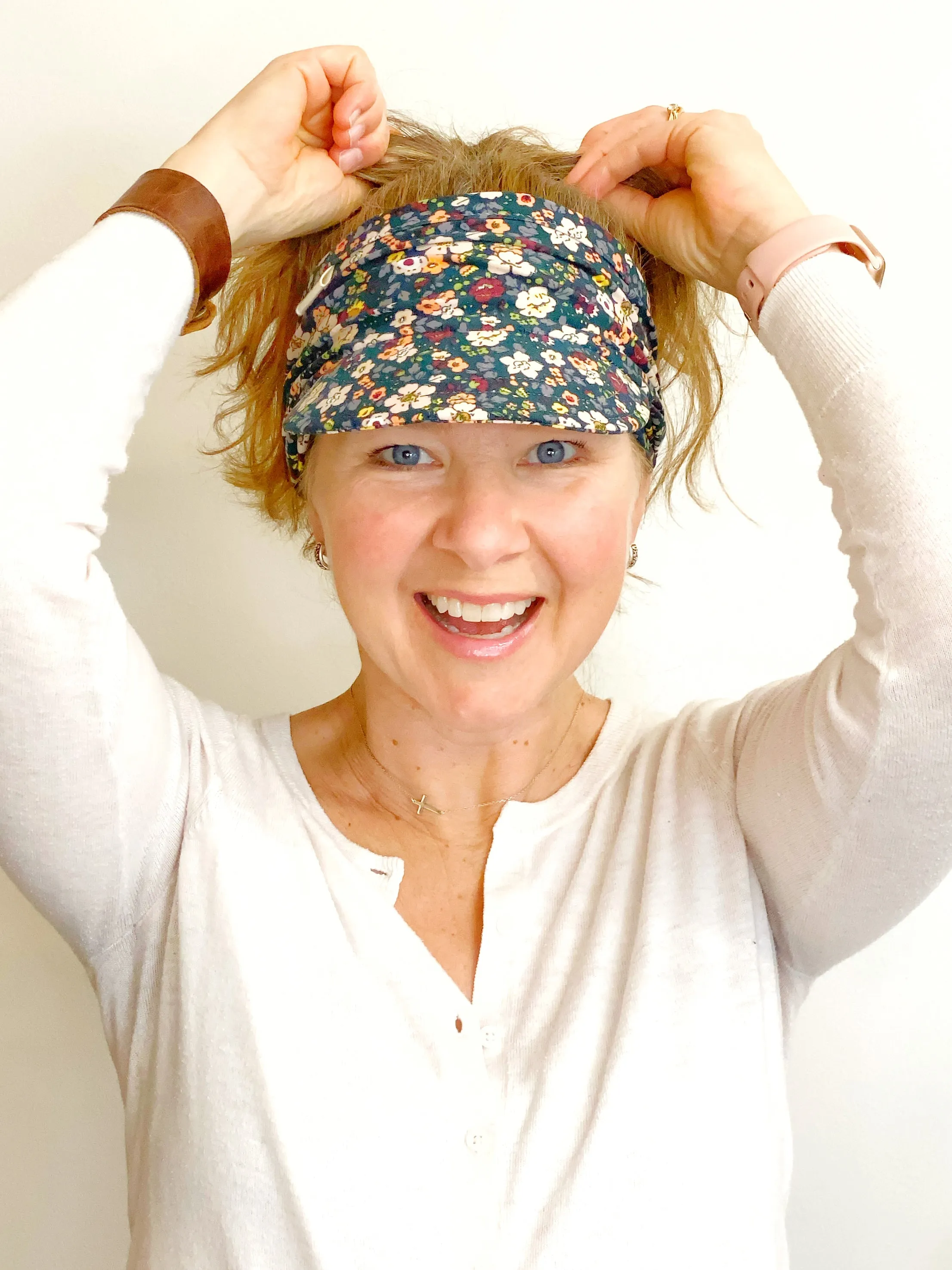Floral Stretch Knit Visor for Women, Comfortable Visor for Women, Golf Visor