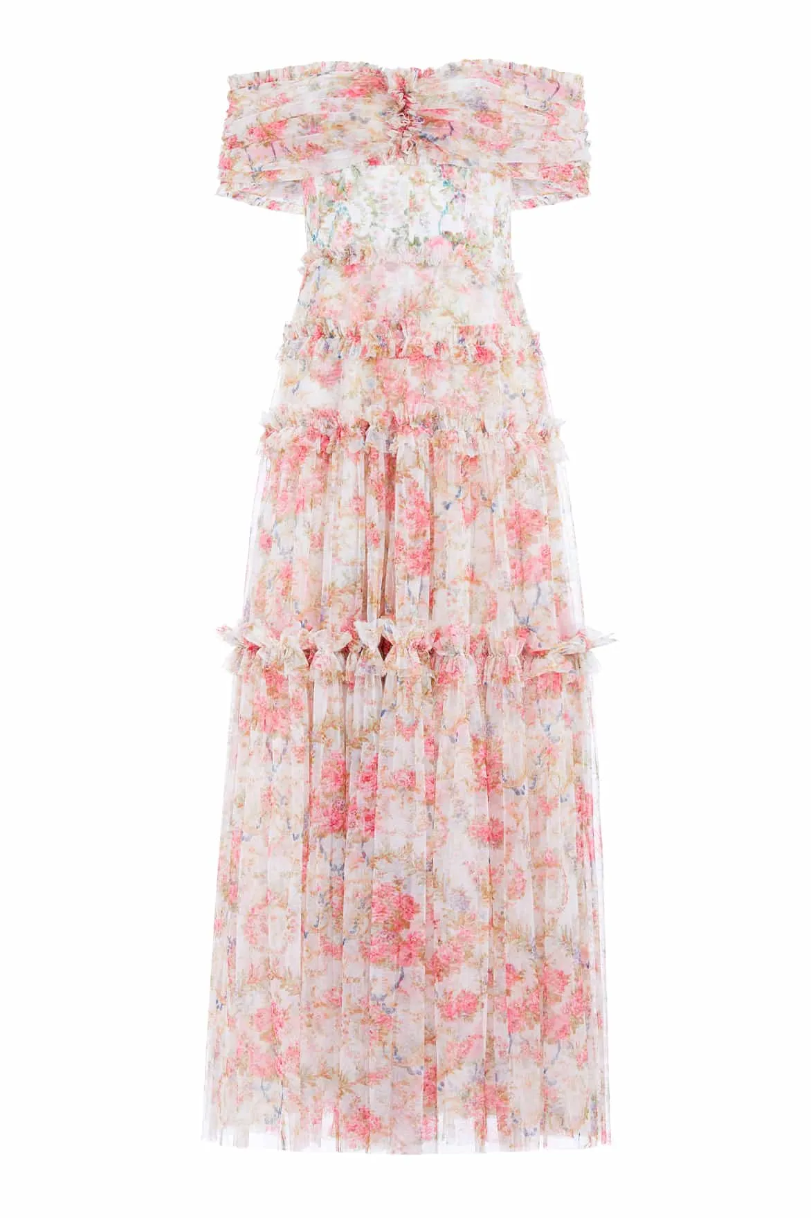 Floral Wreath Grace Off-Shoulder Gown