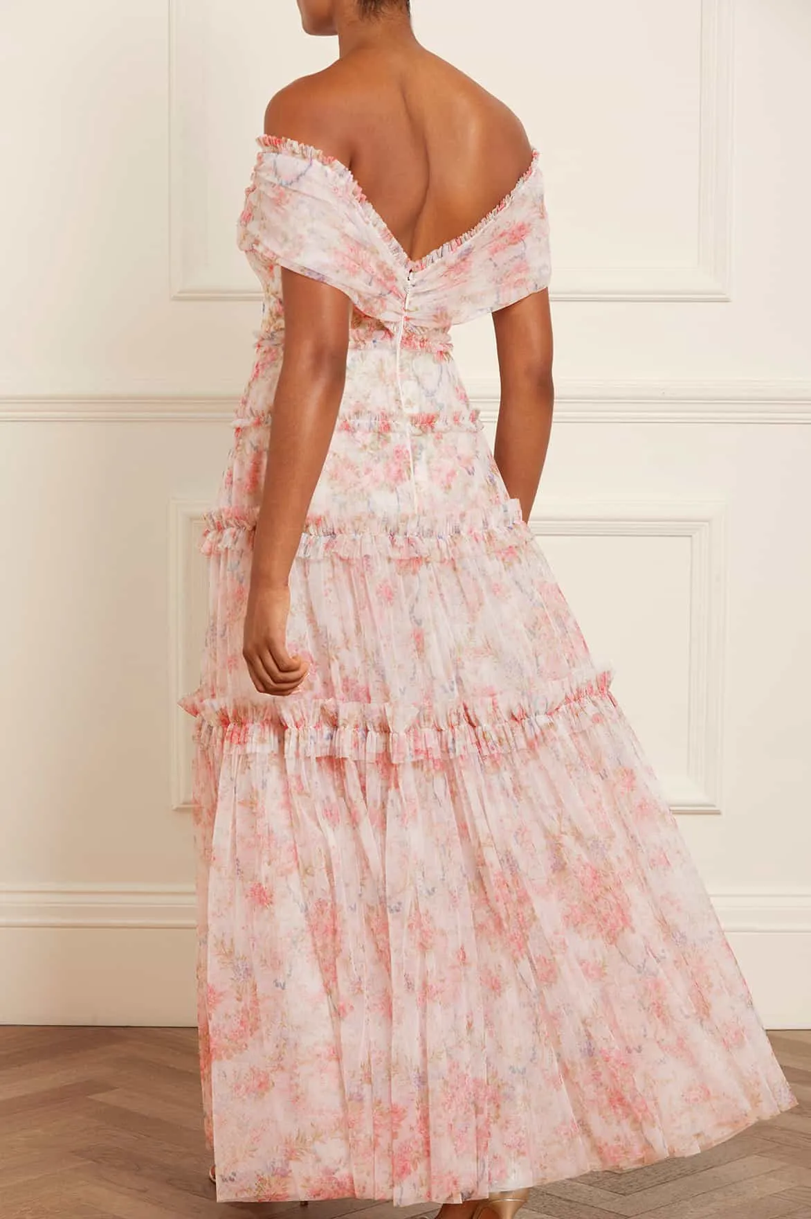 Floral Wreath Grace Off-Shoulder Gown