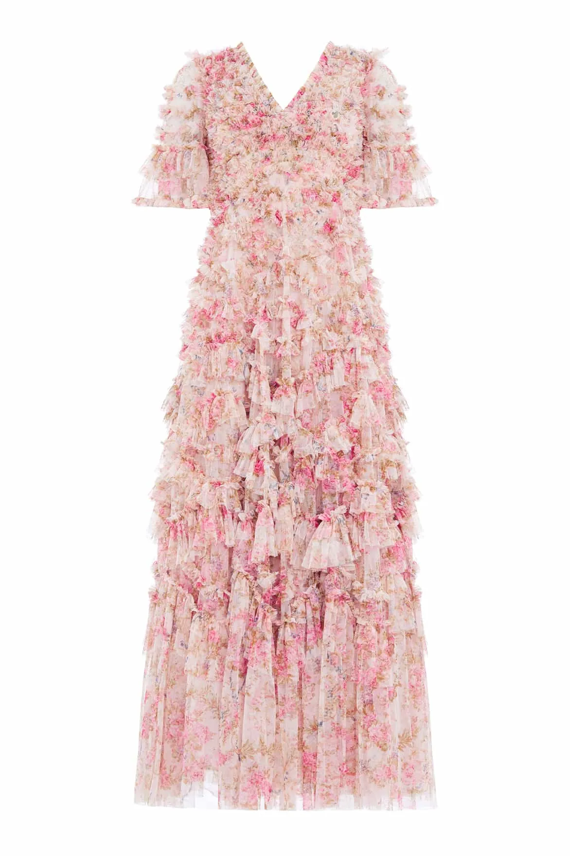 Floral Wreath Phoenix V-Neck Gown