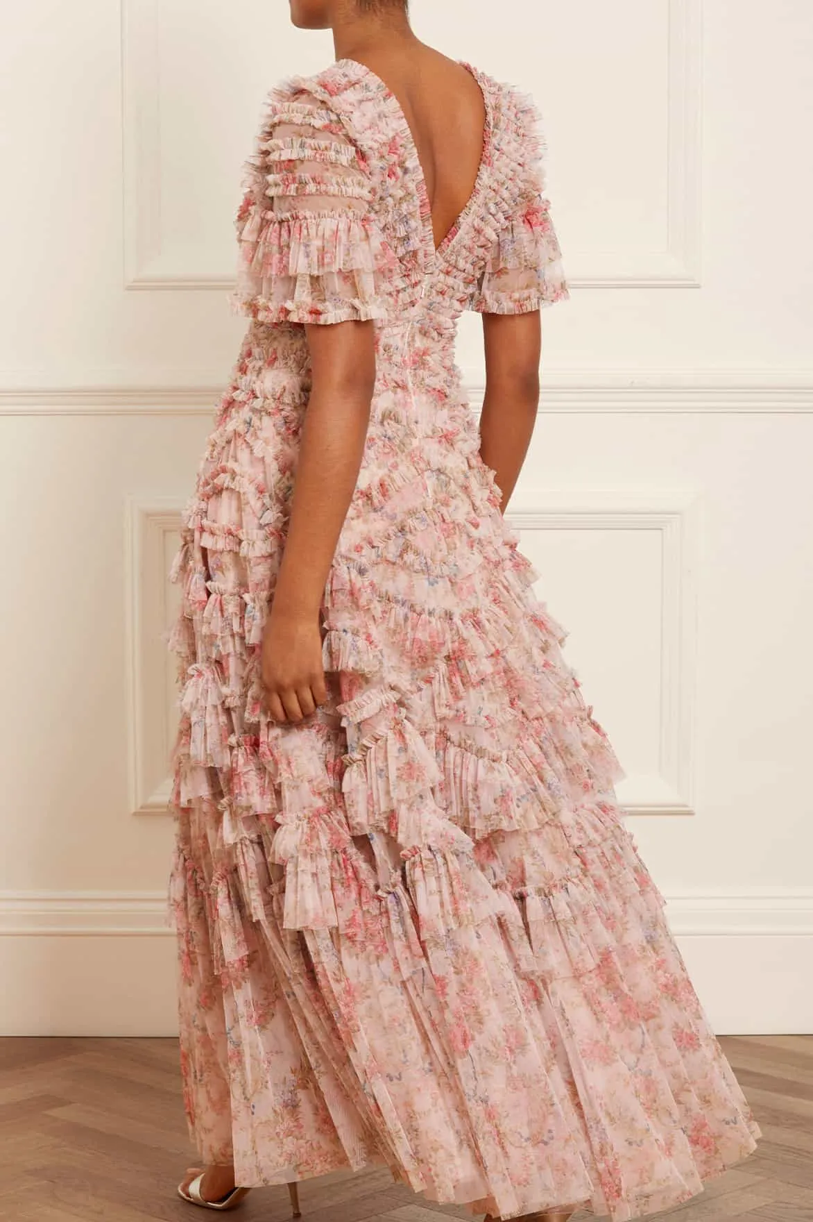 Floral Wreath Phoenix V-Neck Gown