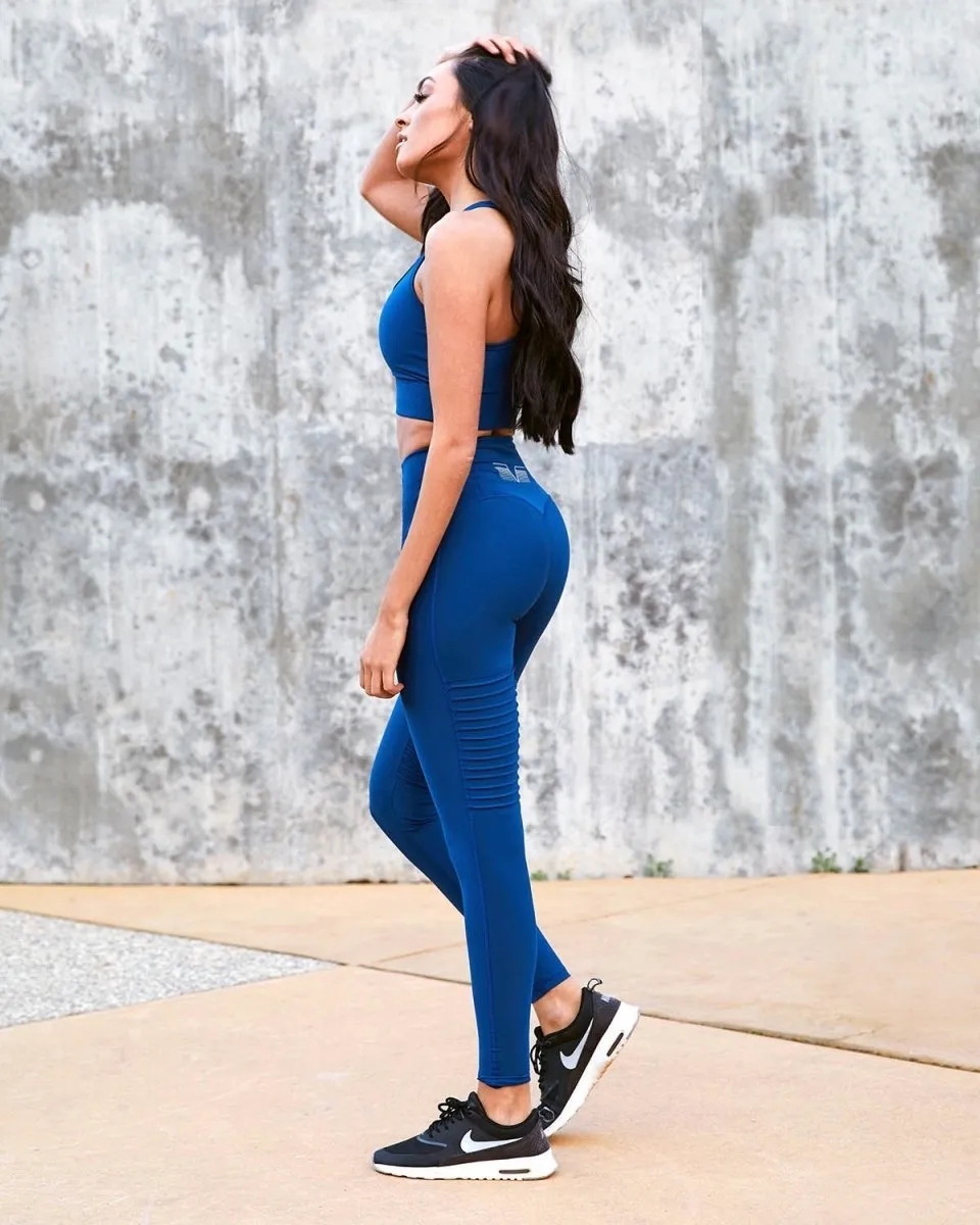 Gavelo Plain Blue Suede Leggings