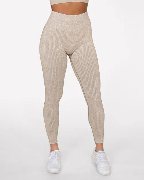 Gavelo Seamless Ribbed Leggings -Sand