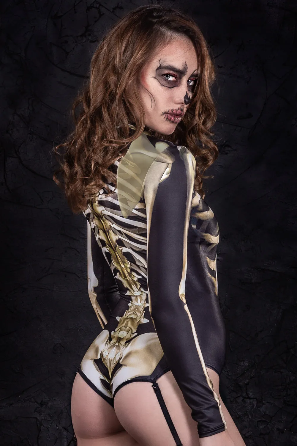Graveyard Skeleton Garter Bodysuit