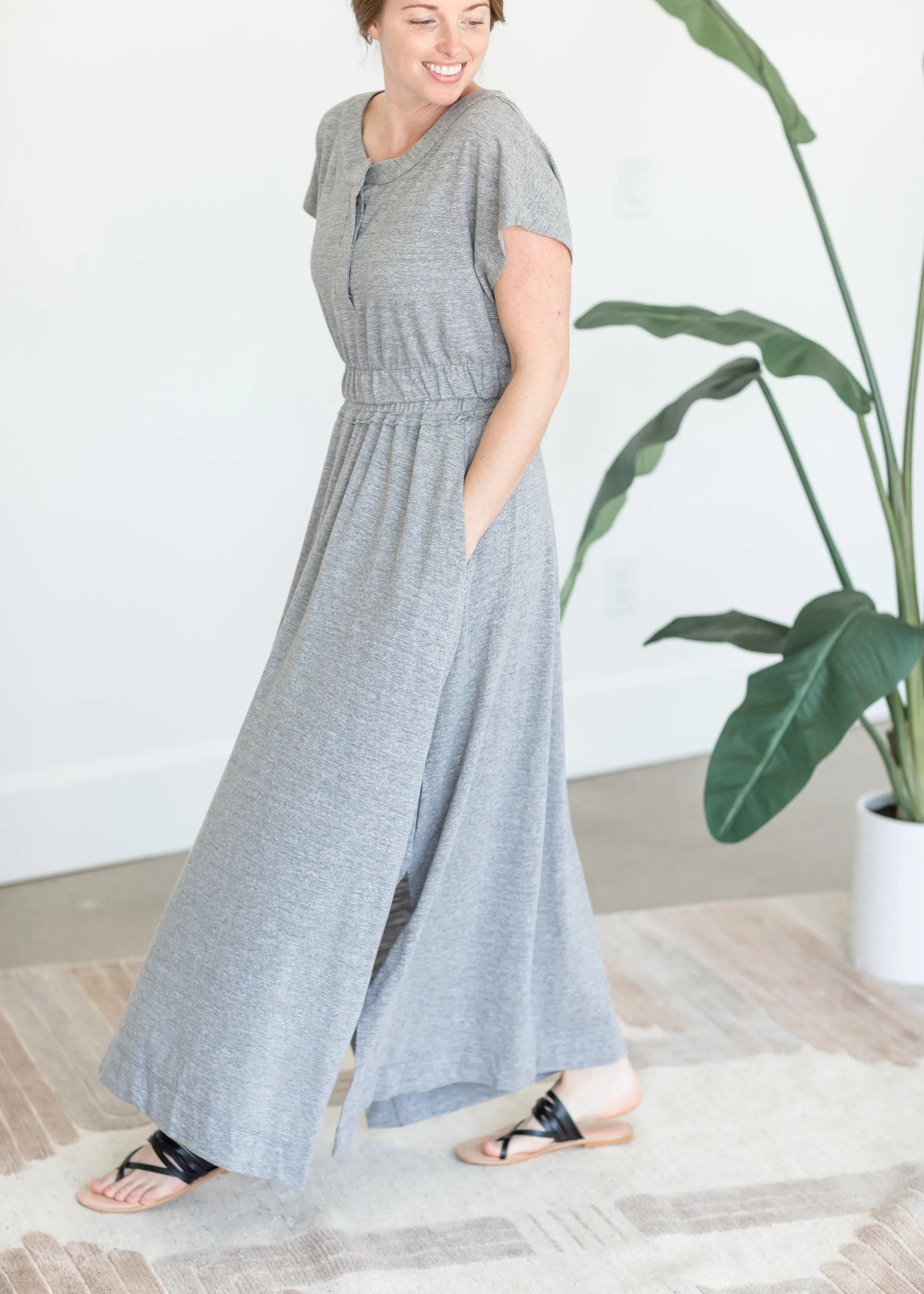 Gray Side Slit Maxi Skirt - FINAL SALE