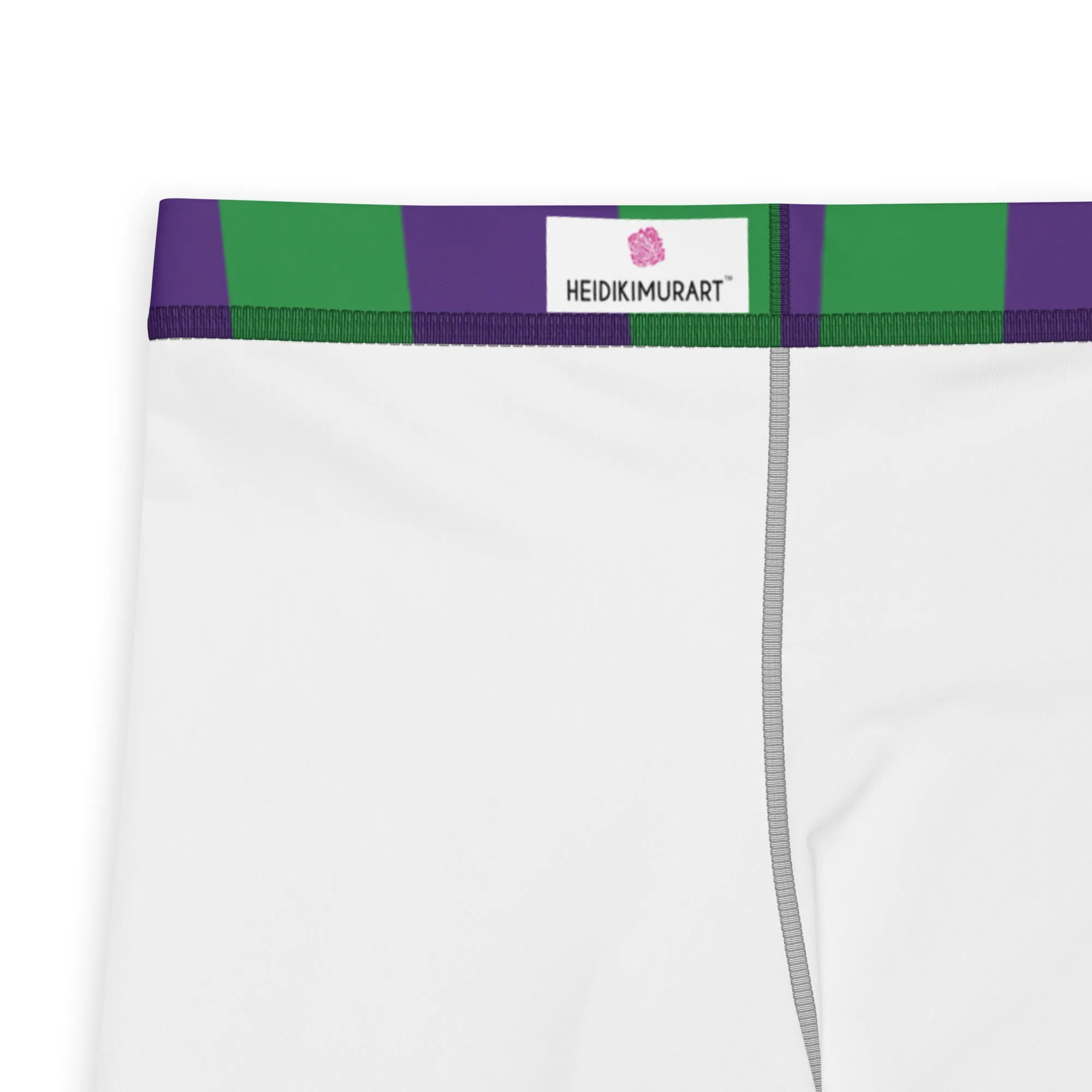 Green Purple Stripes Men's Leggings, Vertically Striped Meggings Running Tights-Made in USA/EU/MX