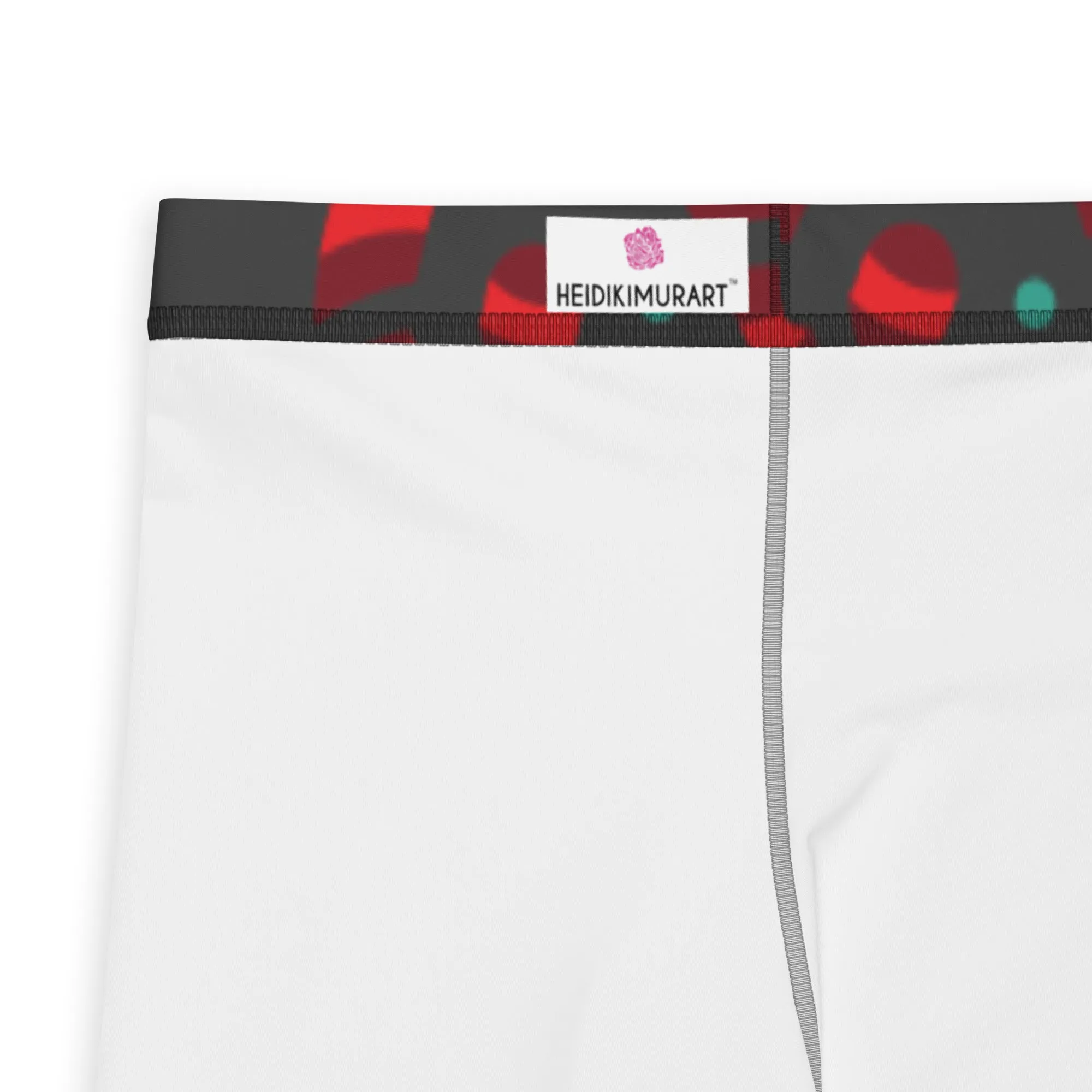 Grey Candy Cane Men's Leggings, Grey and Red Colorful Christmas Candy Cane Style Gym Tights For Men - Made in USA/EU/MX