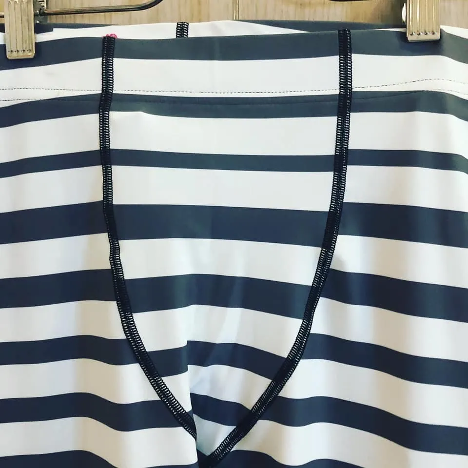 Grey Striped Men's Leggings, Best Modern Grey and White Stripes Print Circus Meggings-Made in USA/EU/MX/MX