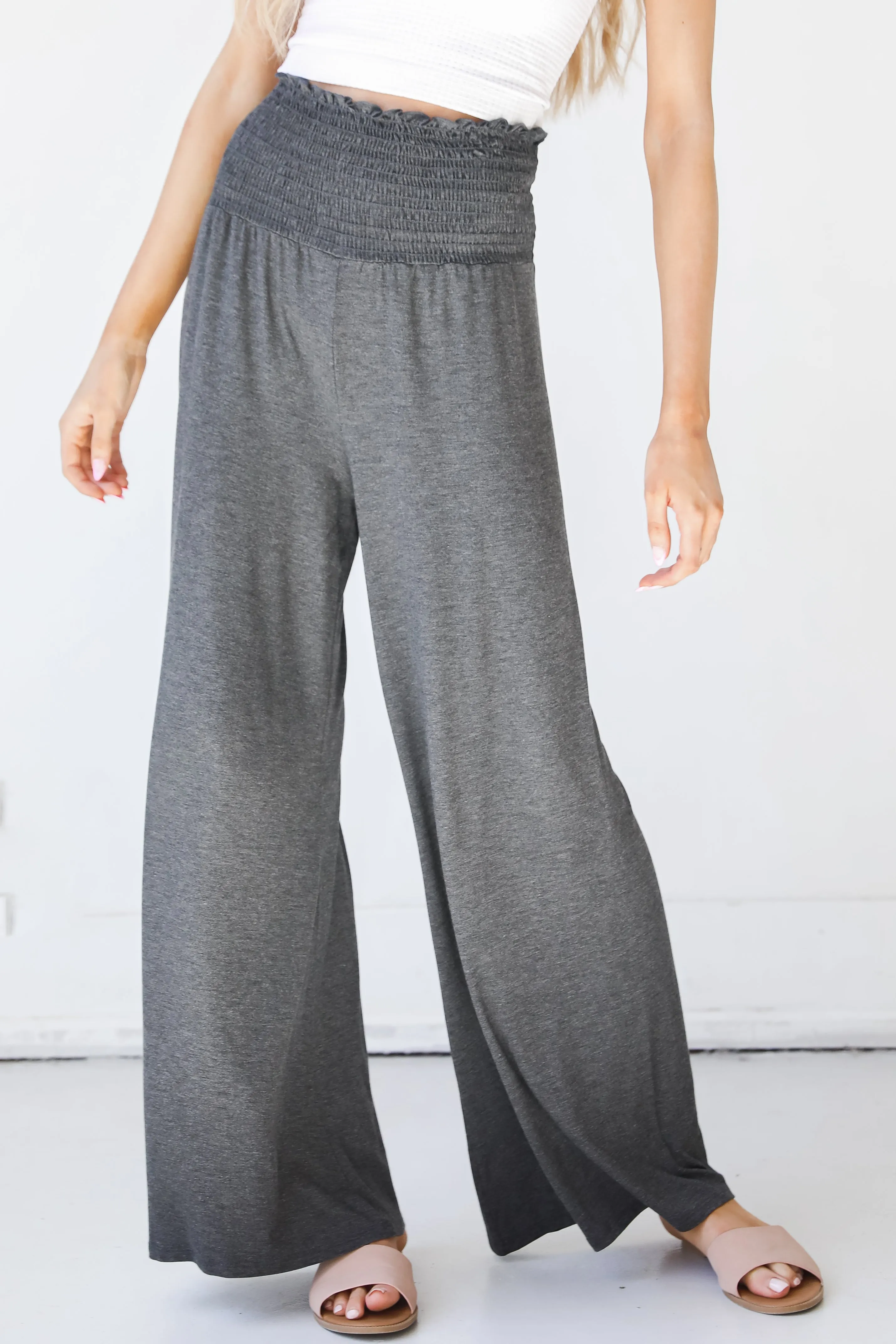 Here For You Smocked Wide Leg Pants