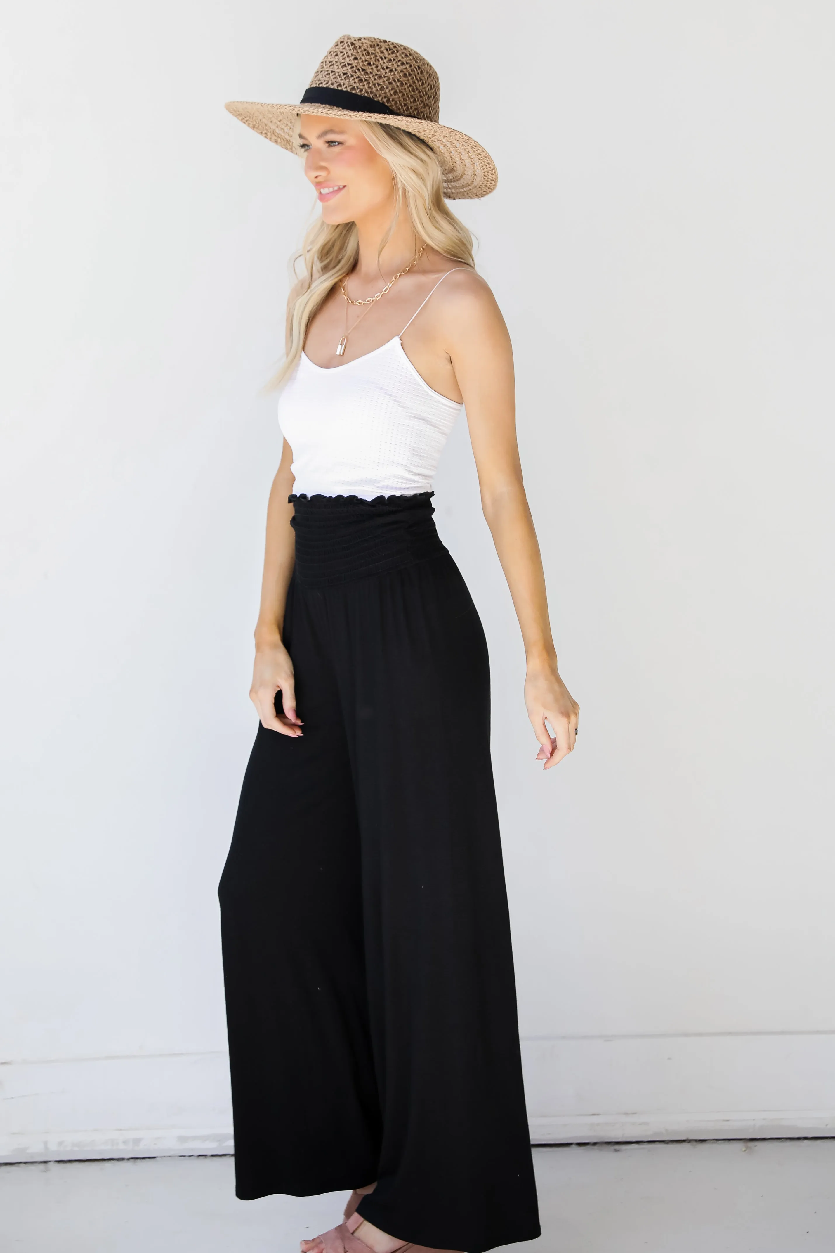 Here For You Smocked Wide Leg Pants