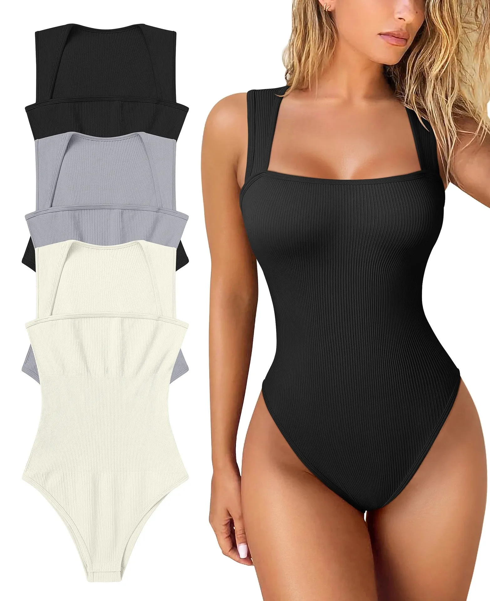 🔥HOT SALE 49% OFF🔥Racerback Wide Shoulder Straps Seamless Bodysuit