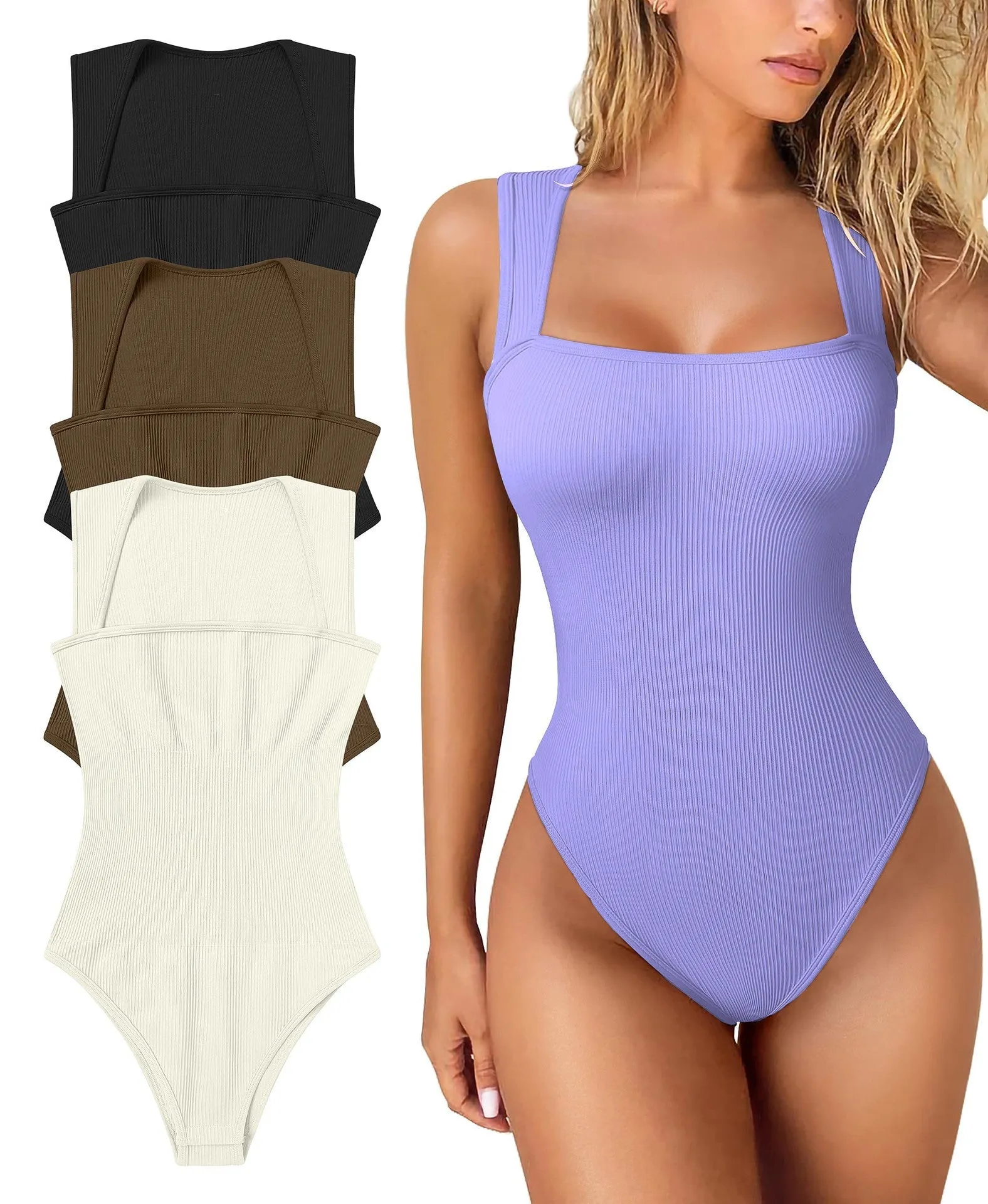 🔥HOT SALE 49% OFF🔥Racerback Wide Shoulder Straps Seamless Bodysuit