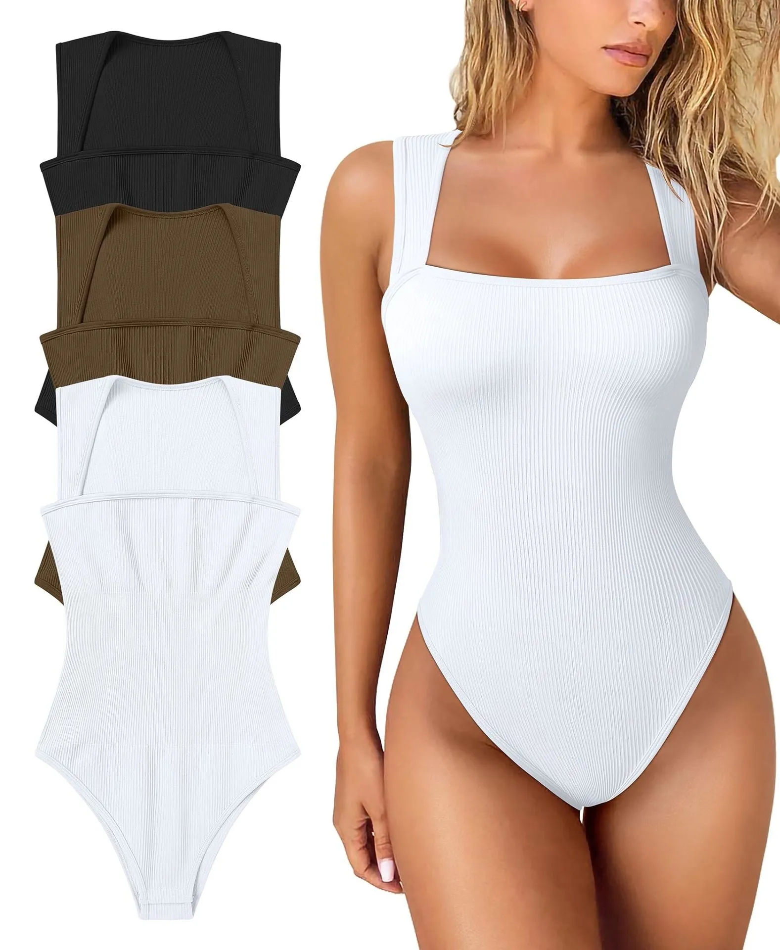 🔥HOT SALE 49% OFF🔥Racerback Wide Shoulder Straps Seamless Bodysuit