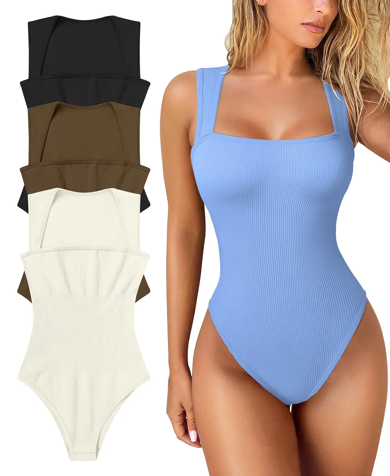 🔥HOT SALE 49% OFF🔥Racerback Wide Shoulder Straps Seamless Bodysuit