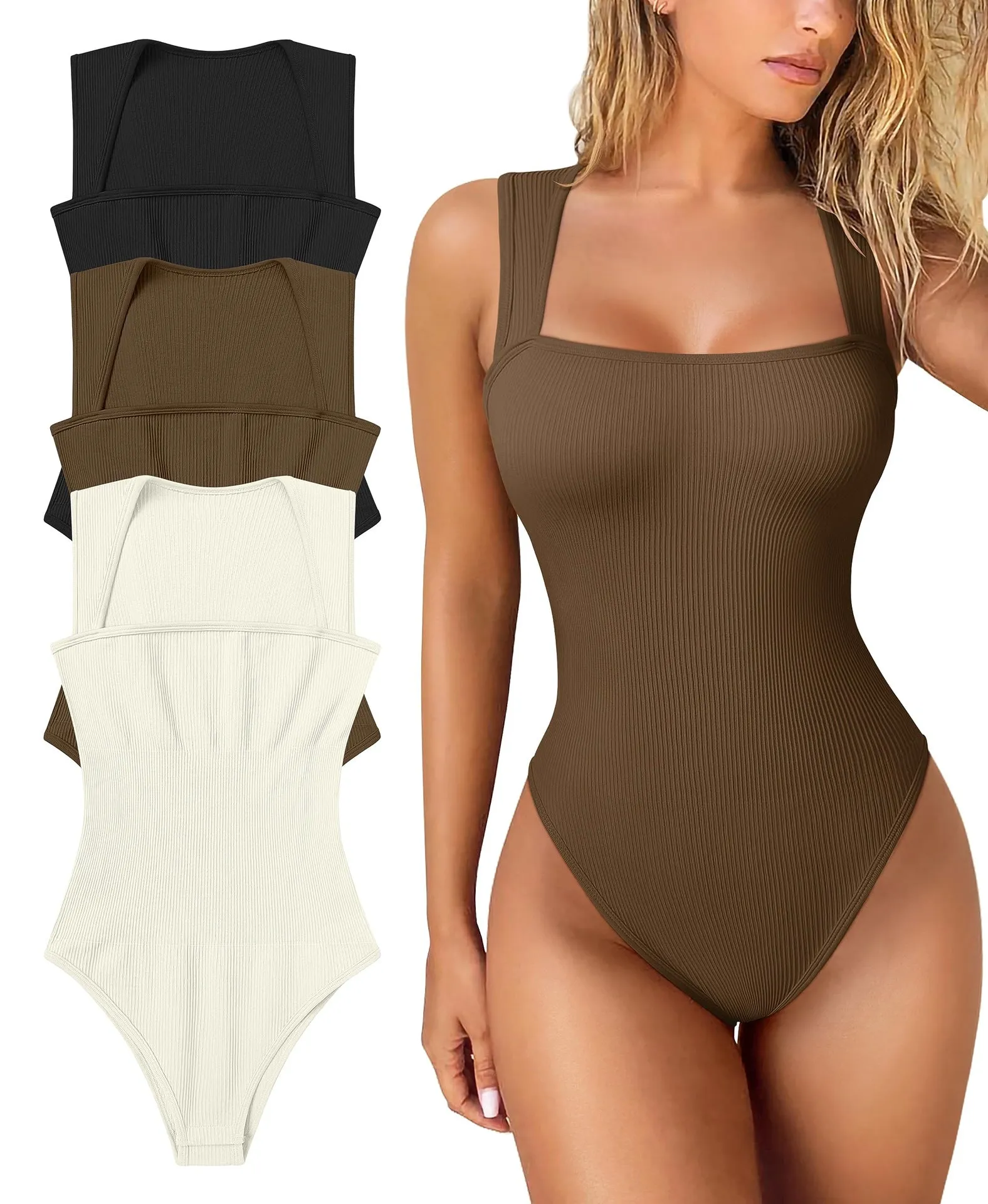 🔥HOT SALE 49% OFF🔥Racerback Wide Shoulder Straps Seamless Bodysuit