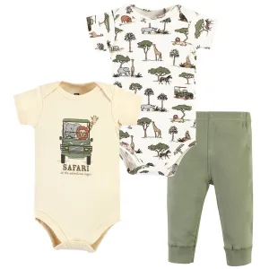 Hudson Baby Cotton Bodysuit and Pant Set, Going On Safari Short Sleeve
