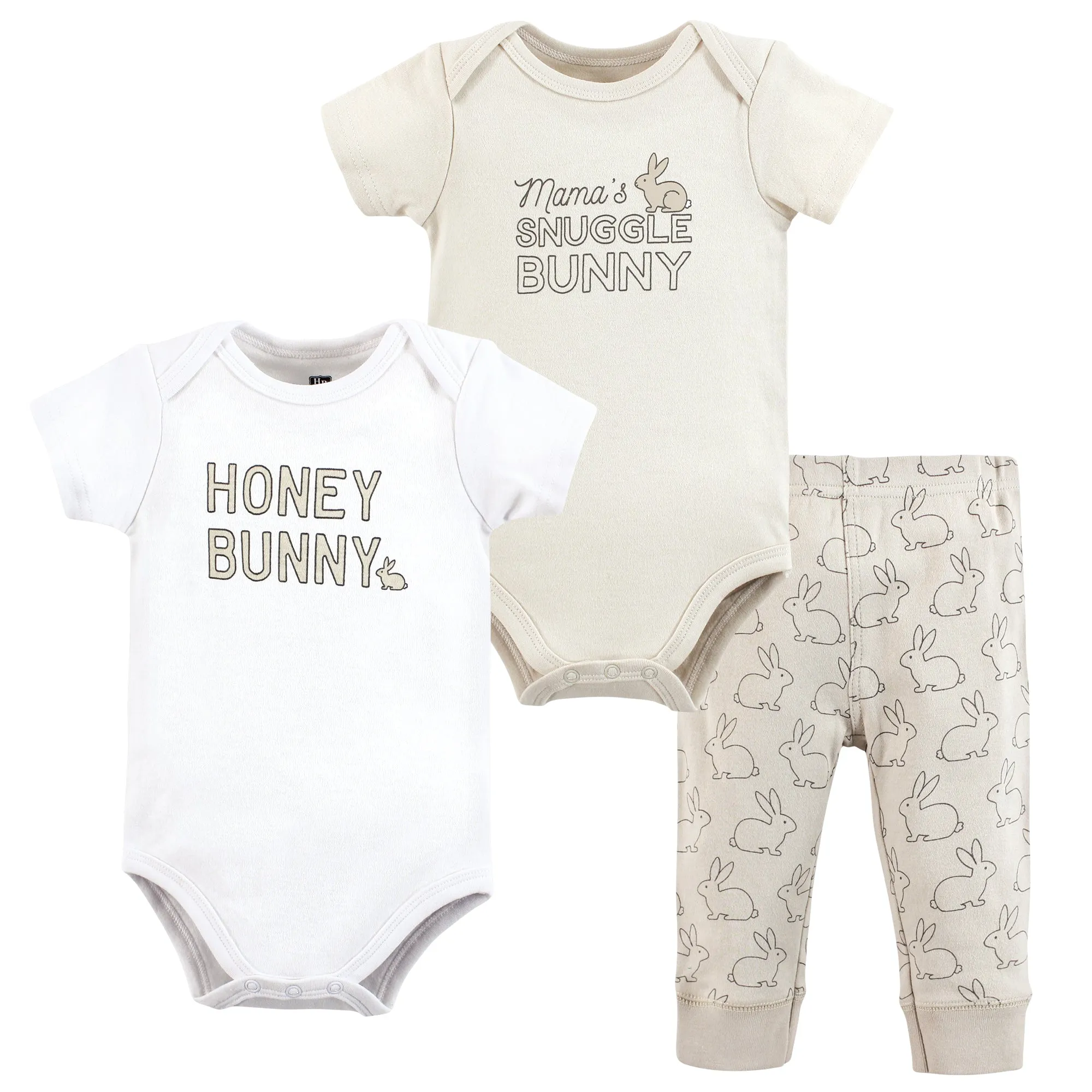 Hudson Baby Cotton Bodysuit and Pant Set, Honey Bunny