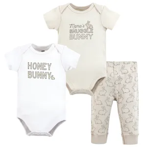 Hudson Baby Cotton Bodysuit and Pant Set, Honey Bunny