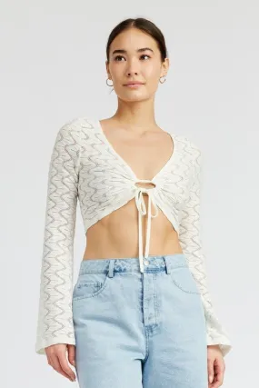Ivory Crochet Long Sleeve Crop Top