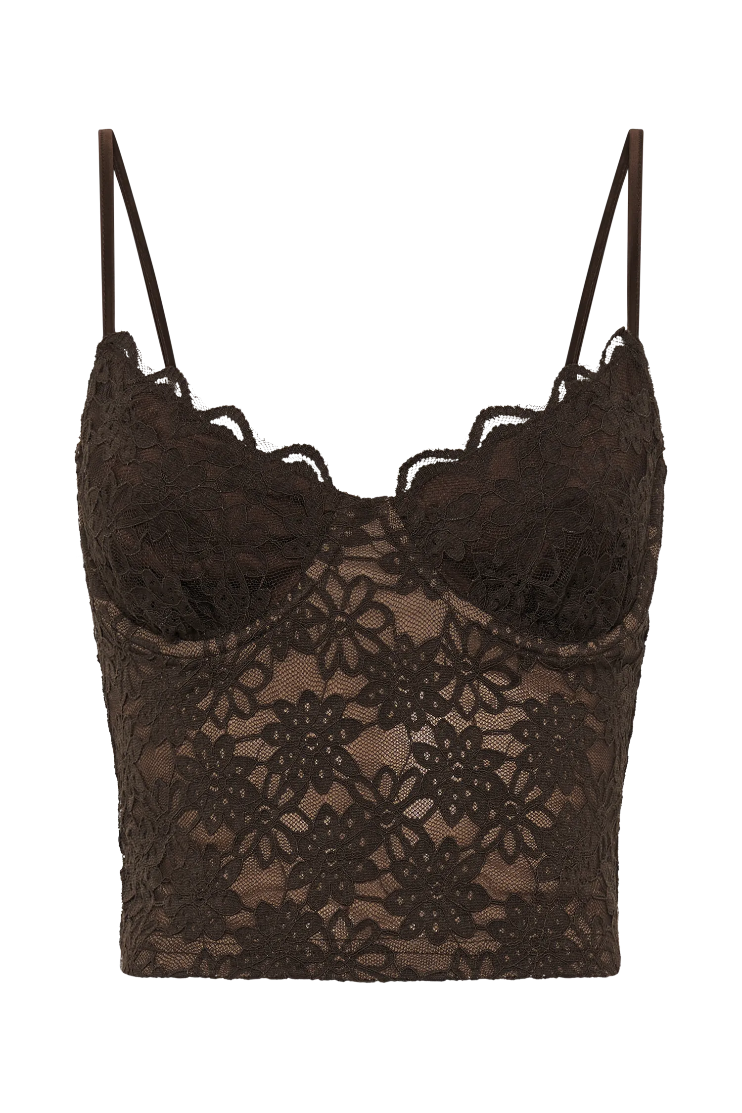 Joey Lace Corset Top - Chocolate