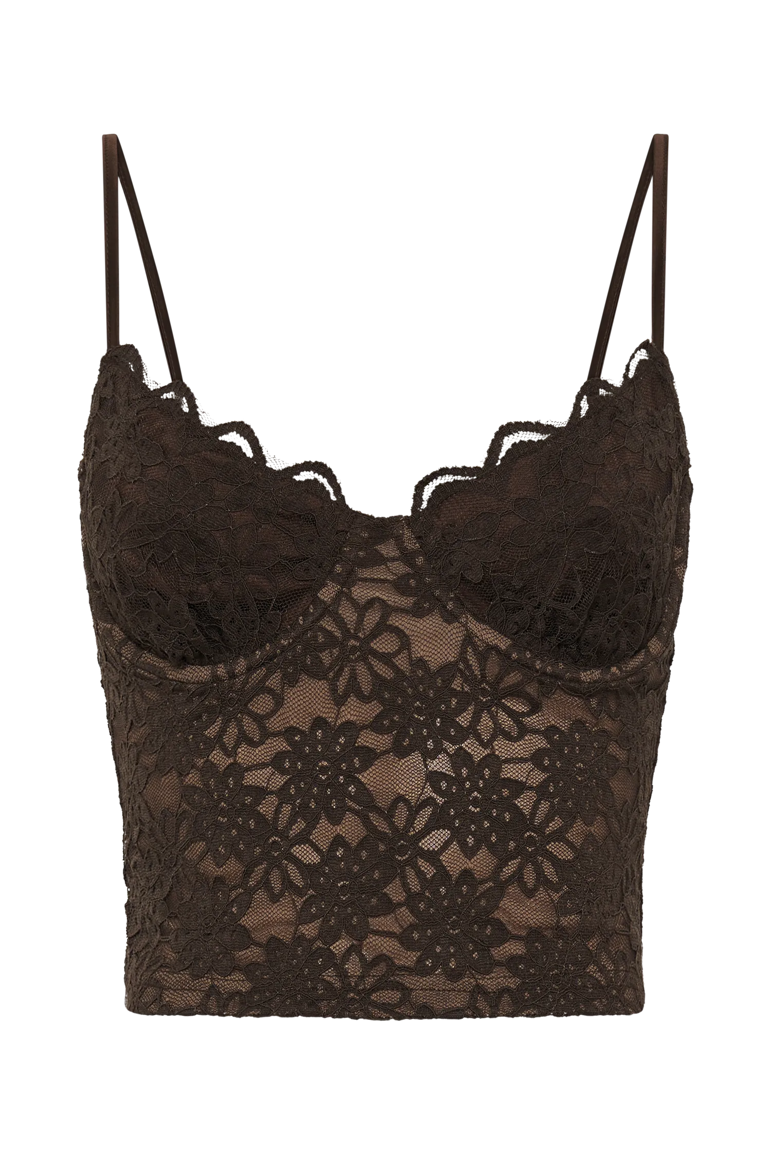 Joey Lace Corset Top - Chocolate