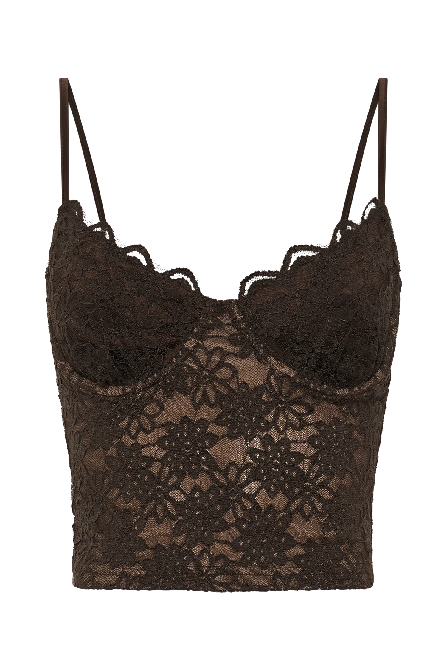 Joey Lace Corset Top - Chocolate