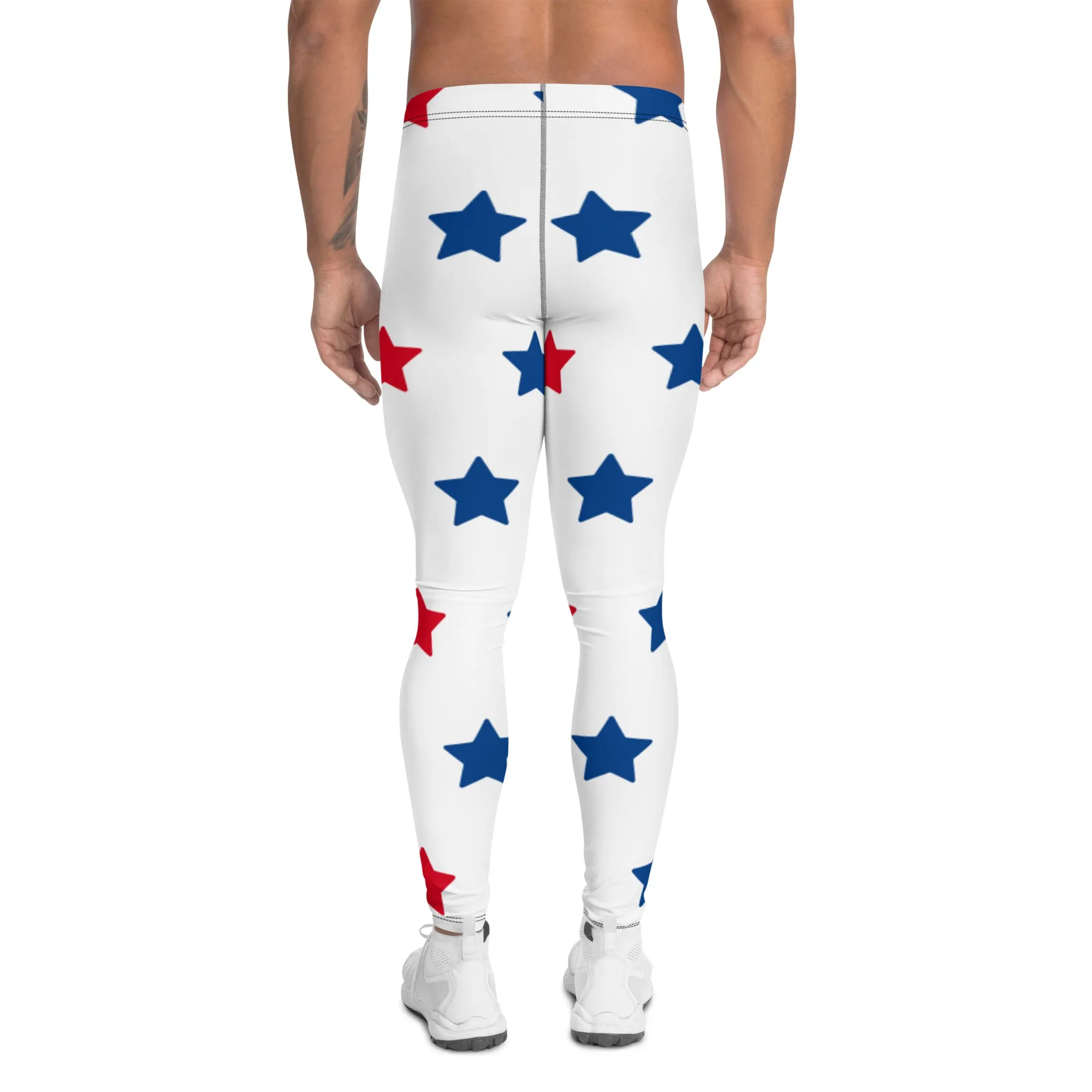 July 4th Meggings, Best Patriotic Country Wear, Best American USA National Holiday Men's Leggings-Made in USA/EU/MX
