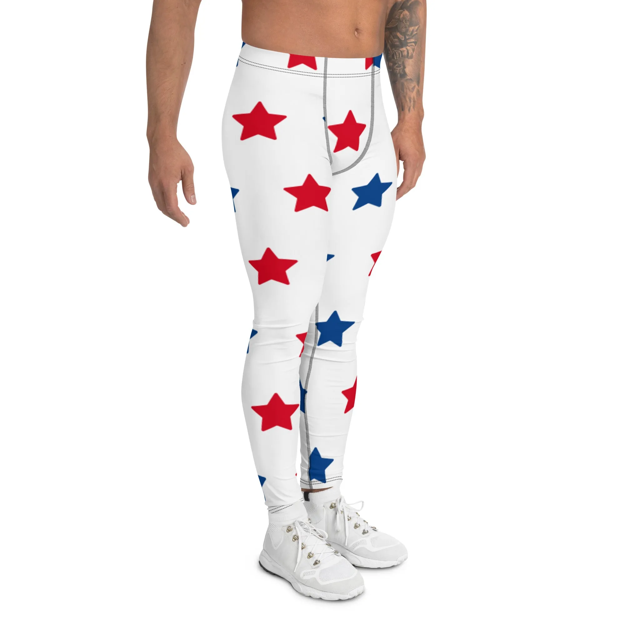 July 4th Meggings, Best Patriotic Country Wear, Best American USA National Holiday Men's Leggings-Made in USA/EU/MX