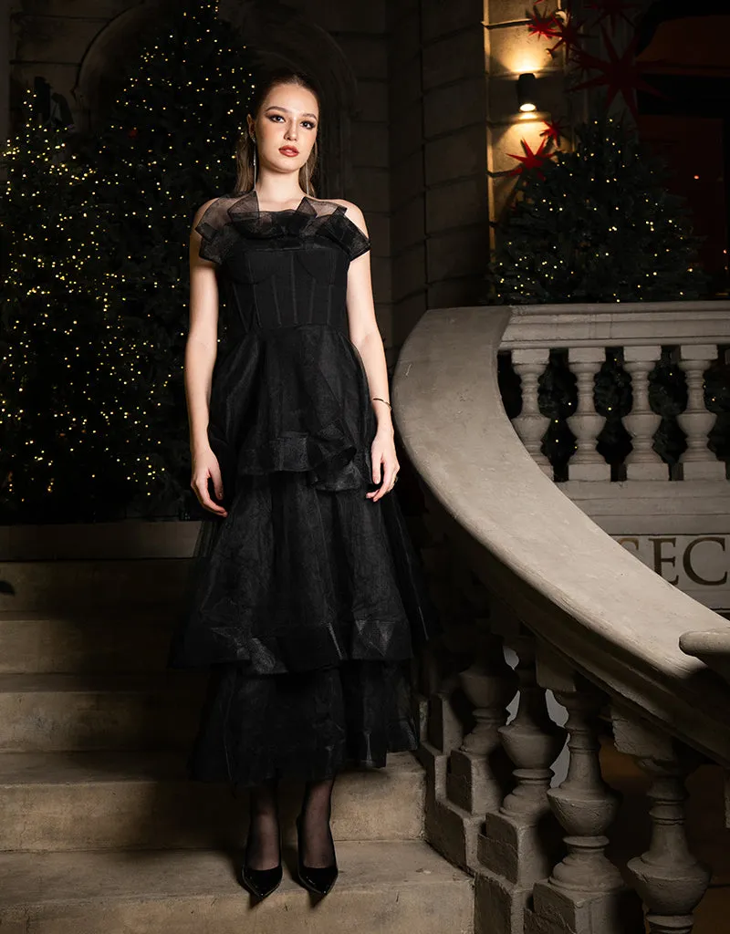 KASCADE TIERED RUFFLE MIDAXI B68D07L