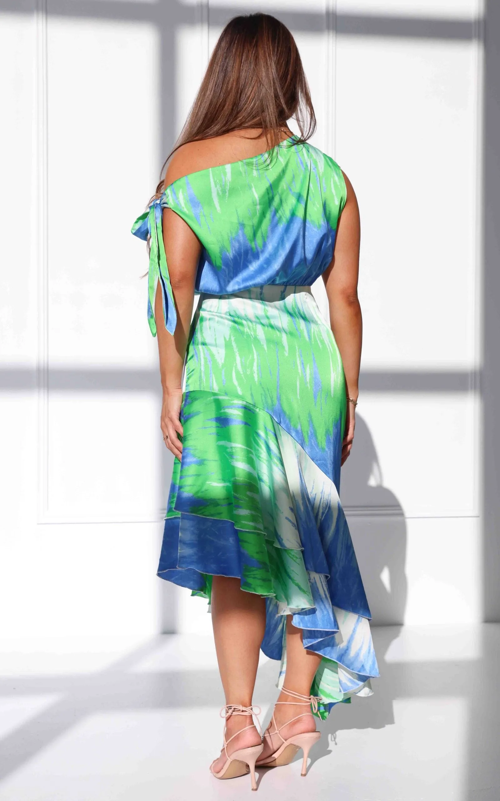 Kayla Maxi Dress - Blue Green Print