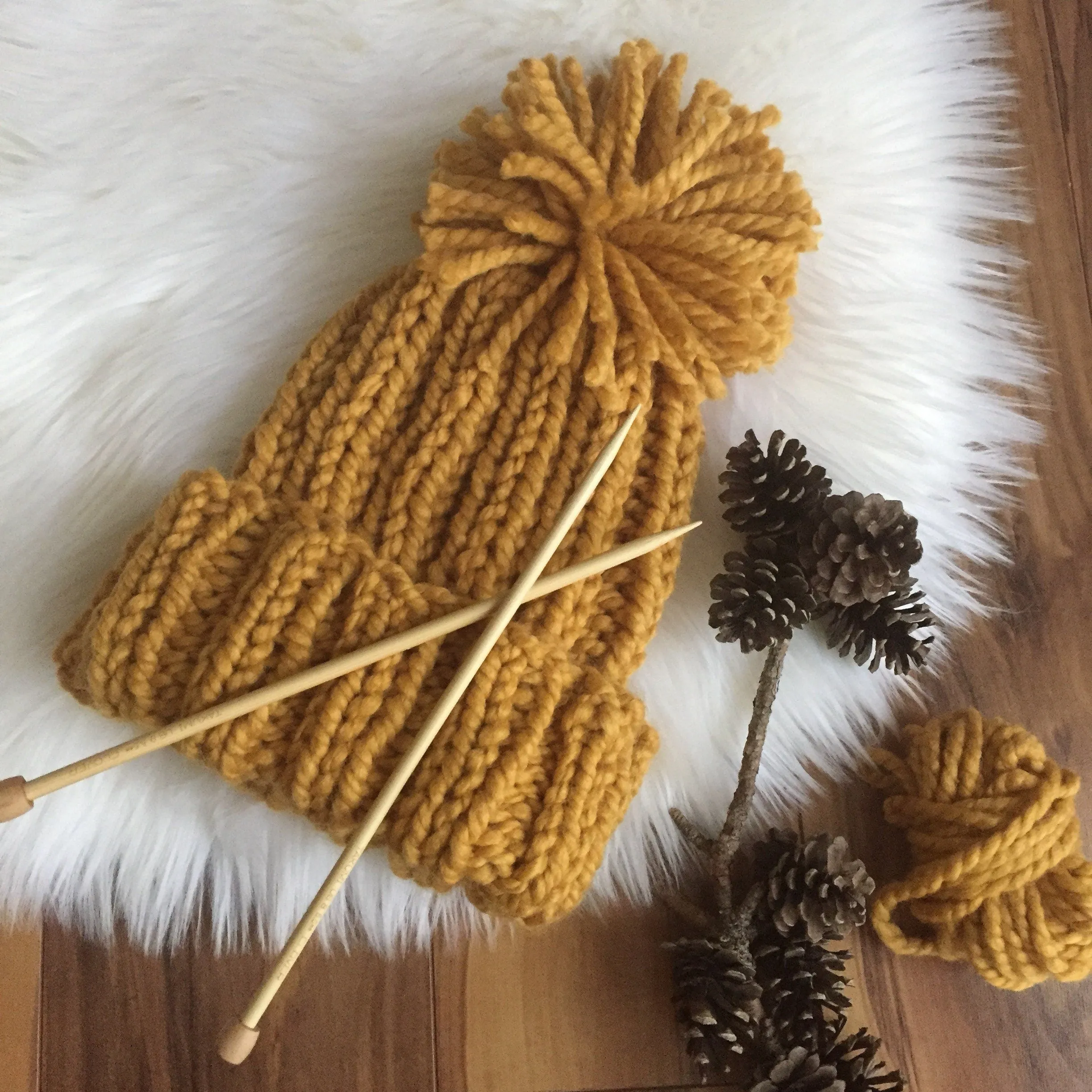 KNITTING PATTERN DIY The Simple Fold Over Beanie, Simple Knit Hat, Easy Toque, Pom Pom Beanie, Women's Warm Beanie