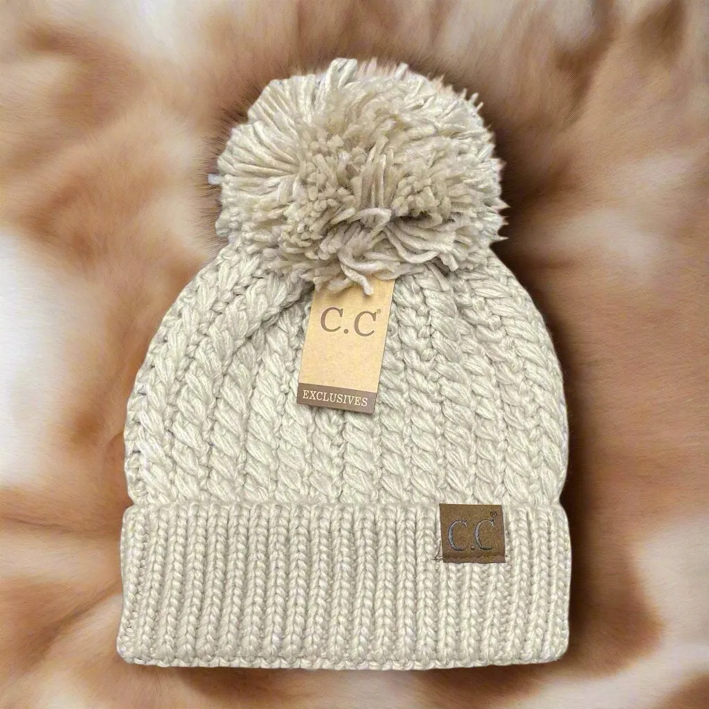 KNITTY GRITTY BEANIE by C.C.  (Tan)
