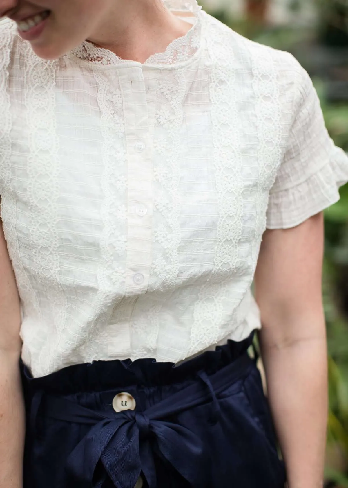 Lace Trim Lattice Top