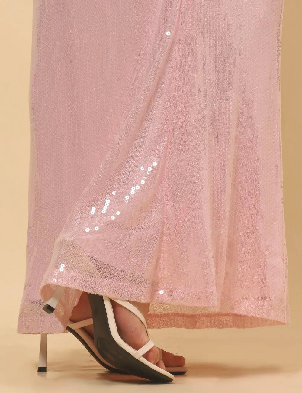 Ladies Shinny Sequin Night Out Top Maxi Skirt Set SKD4921