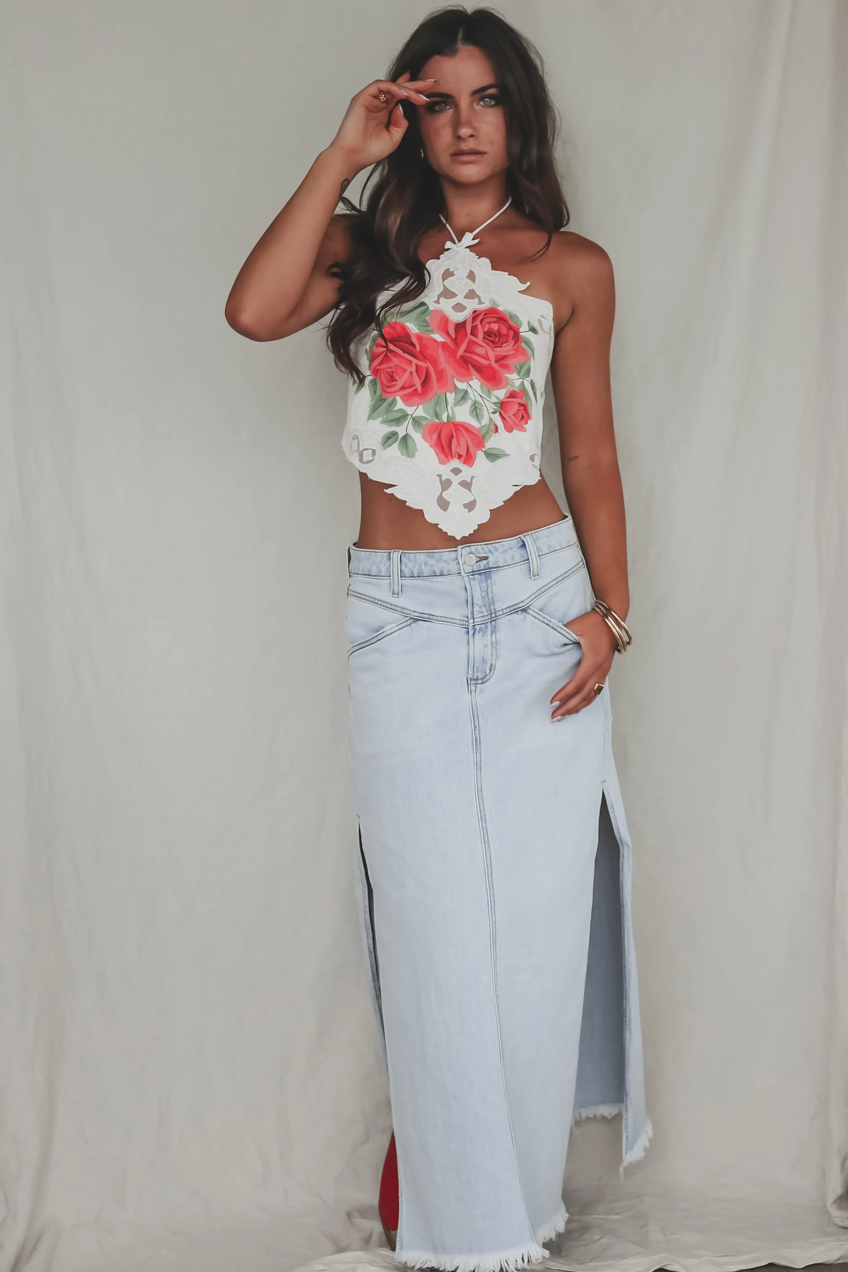 Long Hot Stunner Denim Maxi