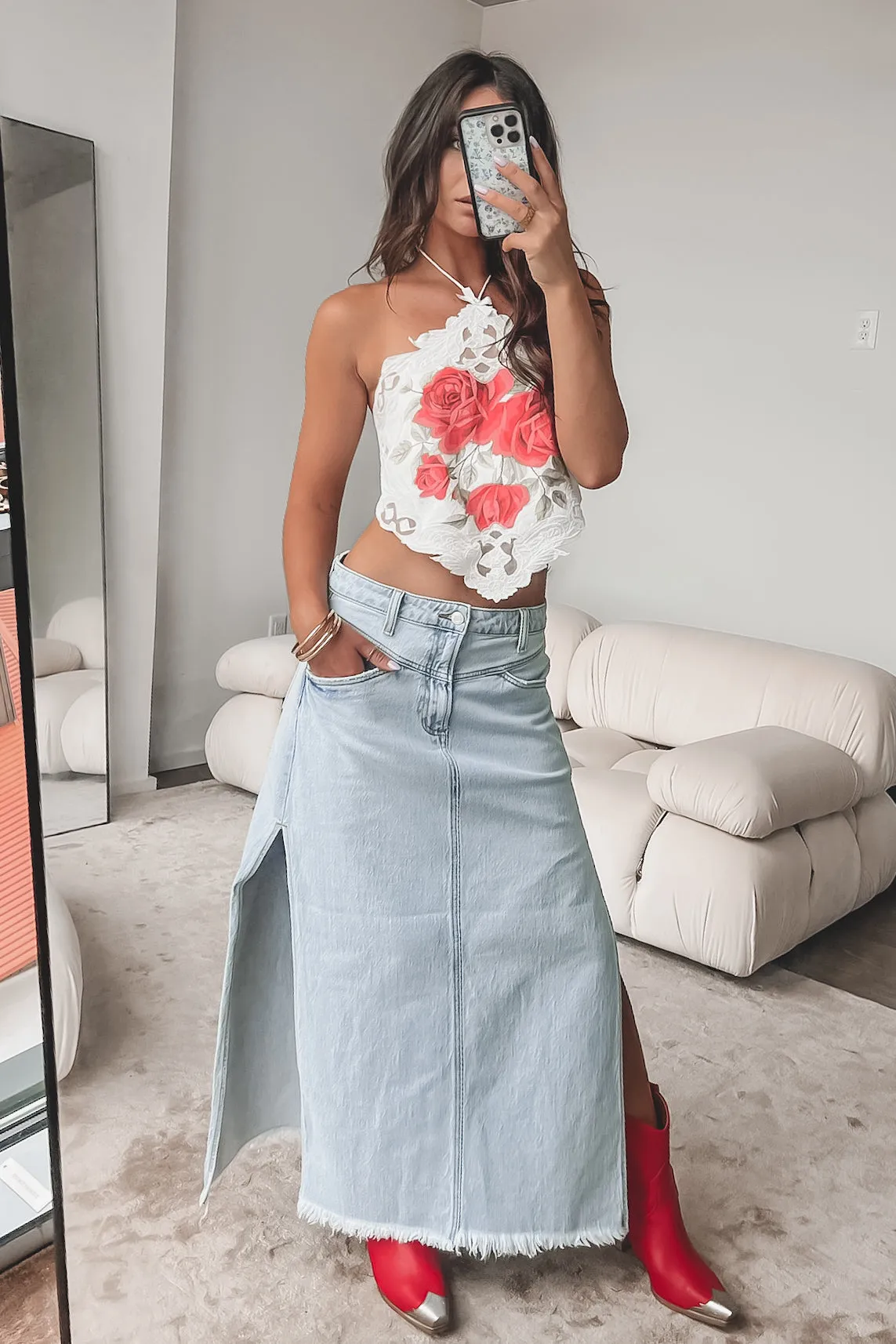 Long Hot Stunner Denim Maxi
